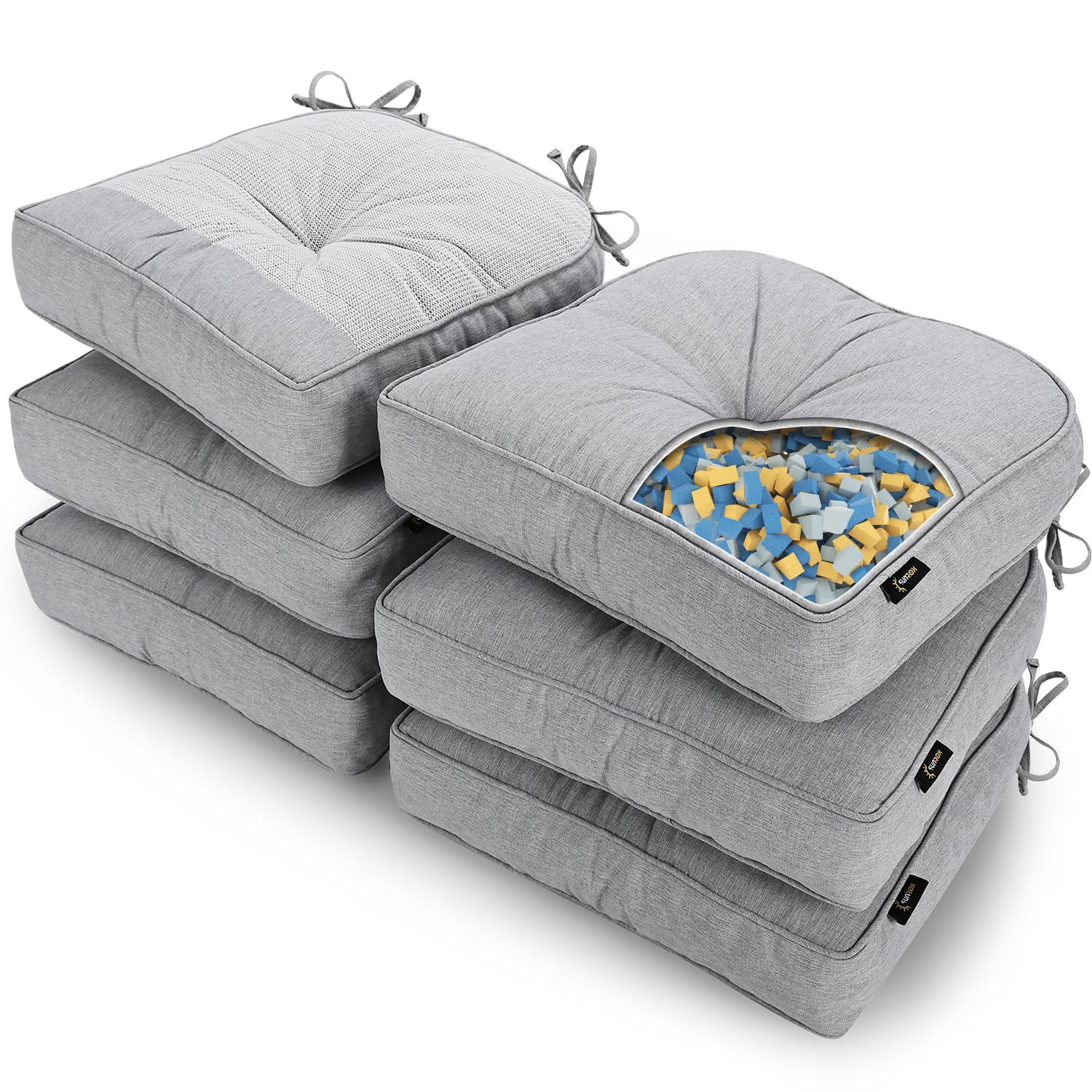 **SUNROX LokGrip Non-Slip Gel Memory Foam Chair Cushions – Set of 6 (17