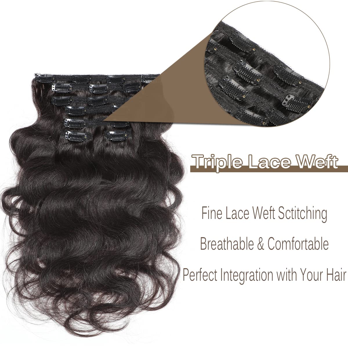 Urbeauty 14 Inch Clip-In Human Hair Extensions - Body Wave Seamless Real Human Hair Weft for Black Women & Girls | Perfect for Daily Styling, Parties & Special Occasions