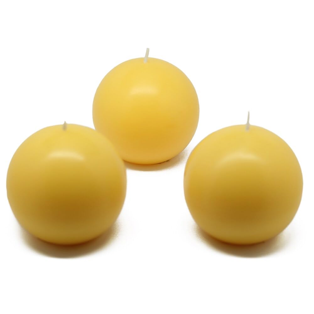 Jeco 3 Inch Yellow Ball Candles - Bulk Pack of 36 for Wedding Decorations, Party Centerpieces & Birthday Celebrations
