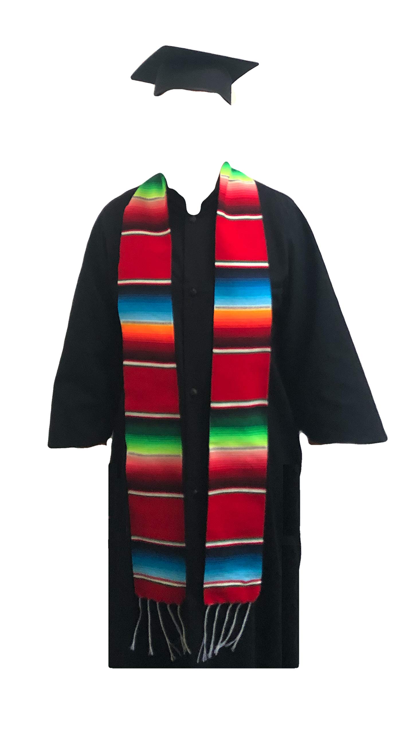 Mexican Graduation Stole - Authentic Serape Estola Mexicana for Latino & Hispanic Graduation Ceremonies | Red Traditional Sash for High School & College Graduates | Perfect for Cultural Celebrations & Commencement Events
