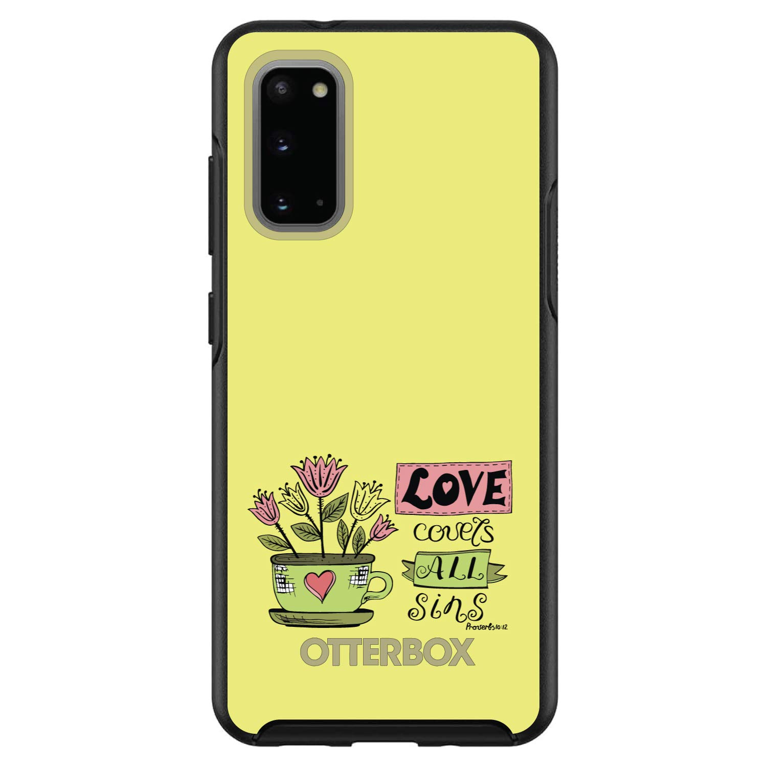DistinctInk Protective Case for Samsung Galaxy S20+ & S20+ 5G (6.7 Inch) - Durable Shockproof Cover with Bible Verse Design (Proverbs 10:12 - Love Covers All Sins) - Perfect for Daily Use, Travel & Outdoor Activities