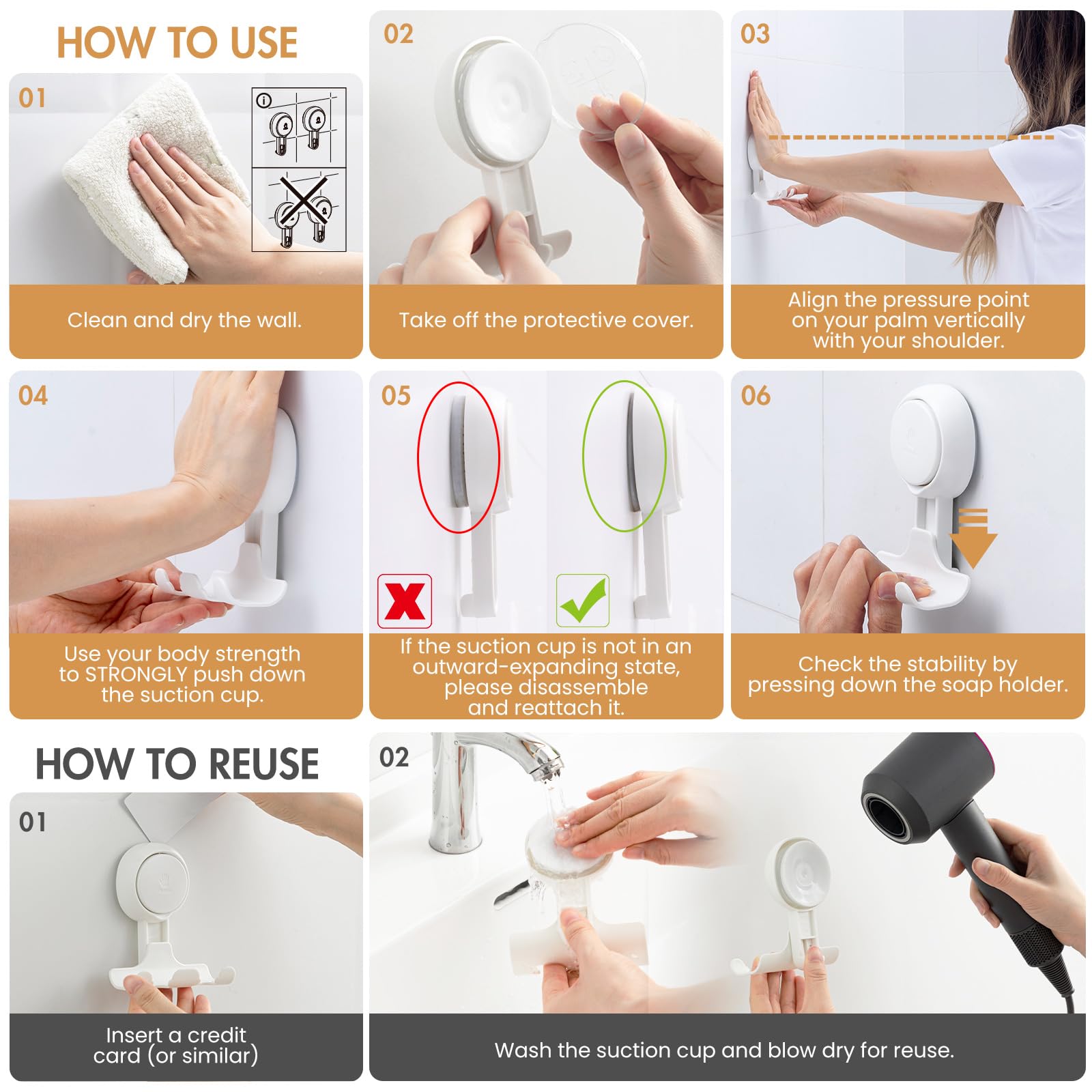 LEVERLOC 2 Pack Razor Holder for Shower - Strong Suction Cup Hooks for Towel, Loofah, Razor & Squeegee - Damage-Free Bathroom Wall Hooks & Shaver Organizer - Easy Install & Reusable White - Perfect for Shower, Bathroom & Kitchen Organization