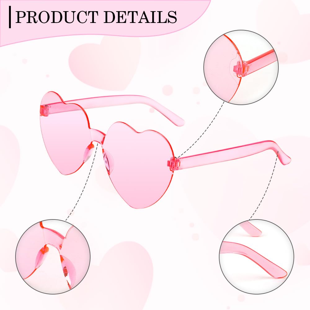 Stylish Pink Heart Sunglasses for Women - Trendy Heart Shaped Glasses for Bachelorette Party, Halloween & Summer Outfits - Bulk Sunglasses Pack for Fashion Accessories