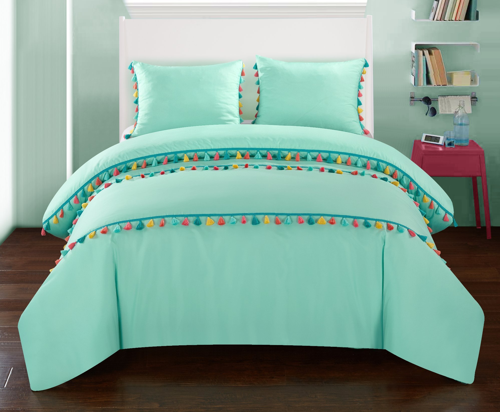 Idea Nouva Cassie Comforter Set Twin Size Aqua Blue - Soft Bedding Set for Kids & Teens Bedrooms, Dorm Room Essentials, Cozy Home Decor