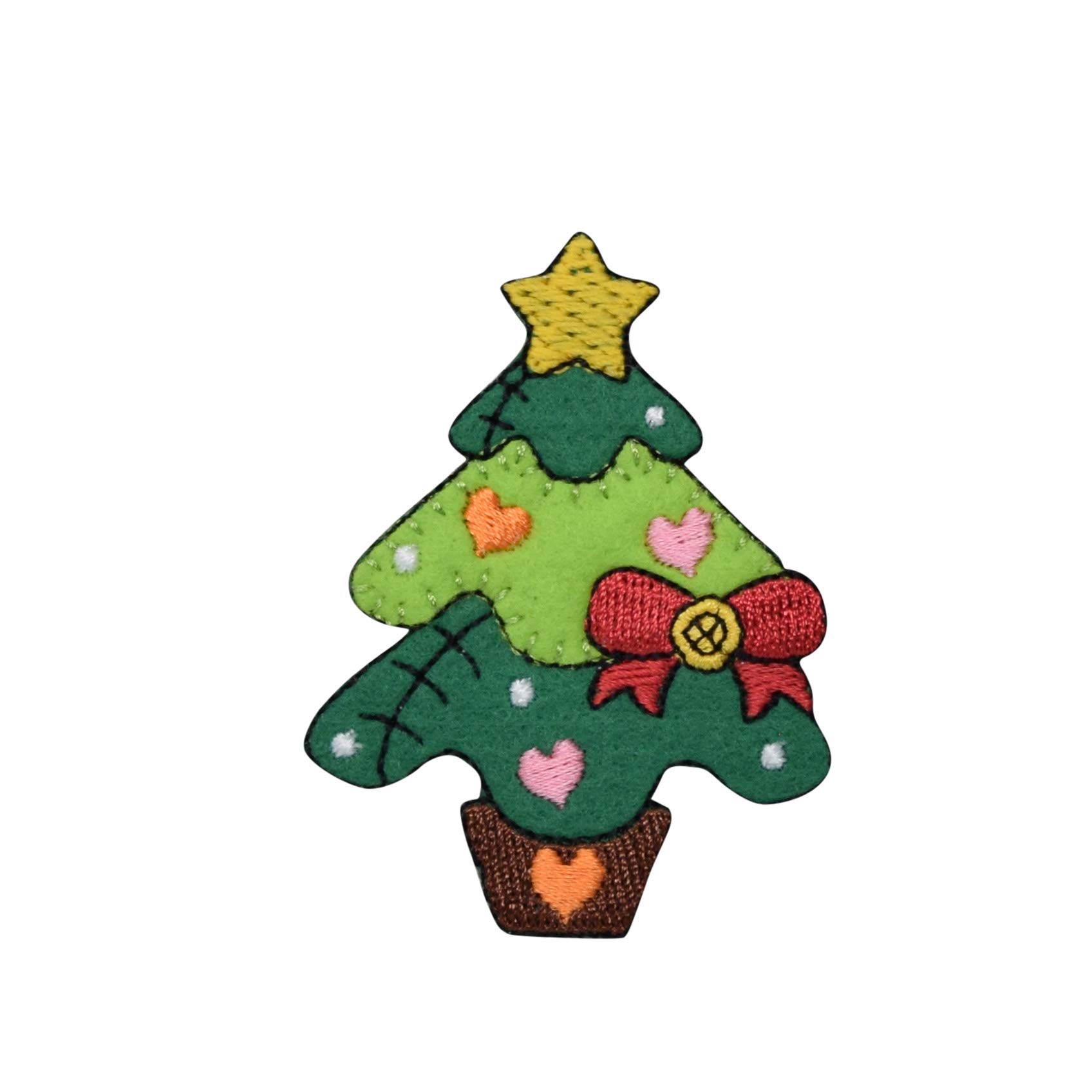 Whimsical Patchwork Christmas Tree Embroidered Iron-On Patch for DIY Crafts, Holiday Decorations, and Clothing Customization - Perfect for Jackets, Bags, and Festive Home Decor