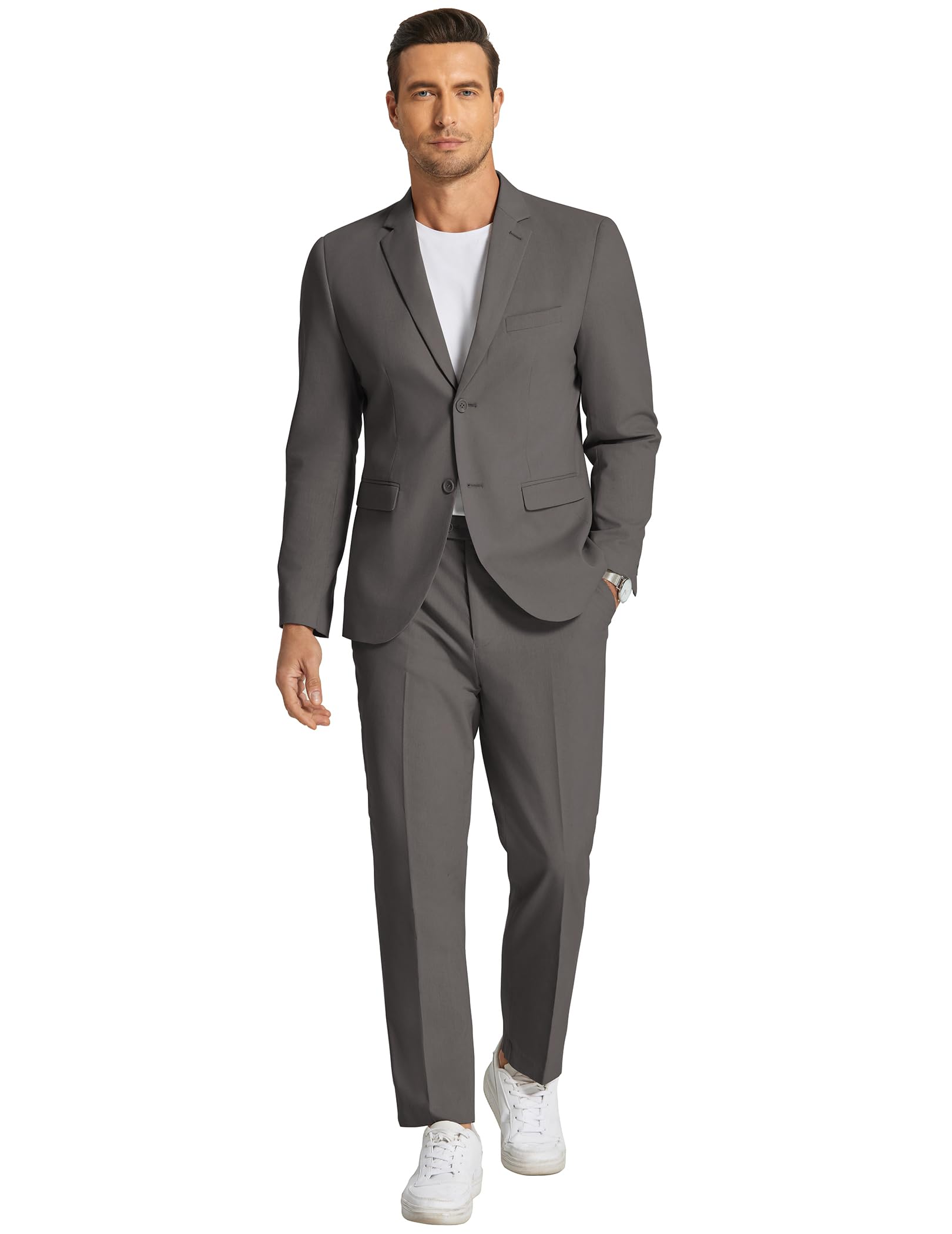 COOFANDY Men's 2-Piece Linen Suit Set - Lightweight Casual Blazer & Regular Fit Pants | Summer Wedding, Office, Business Casual Outfit