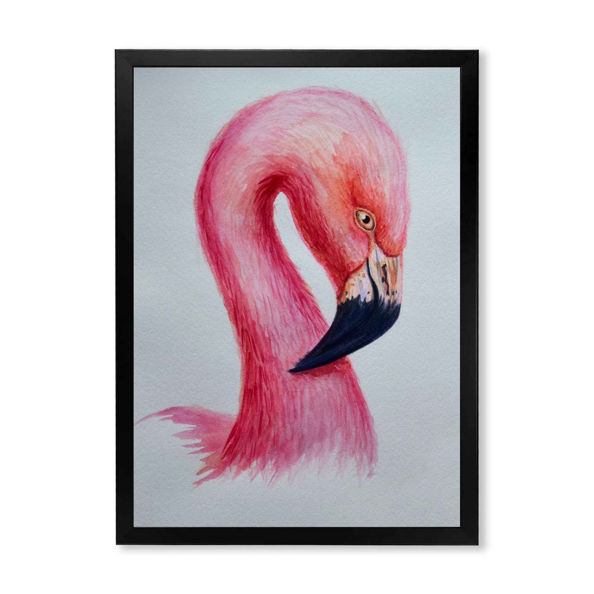 DesignQ Pink Flamingo IV Framed Wall Art - Vintage Farmhouse Decor for Living Room, Bedroom & Office
