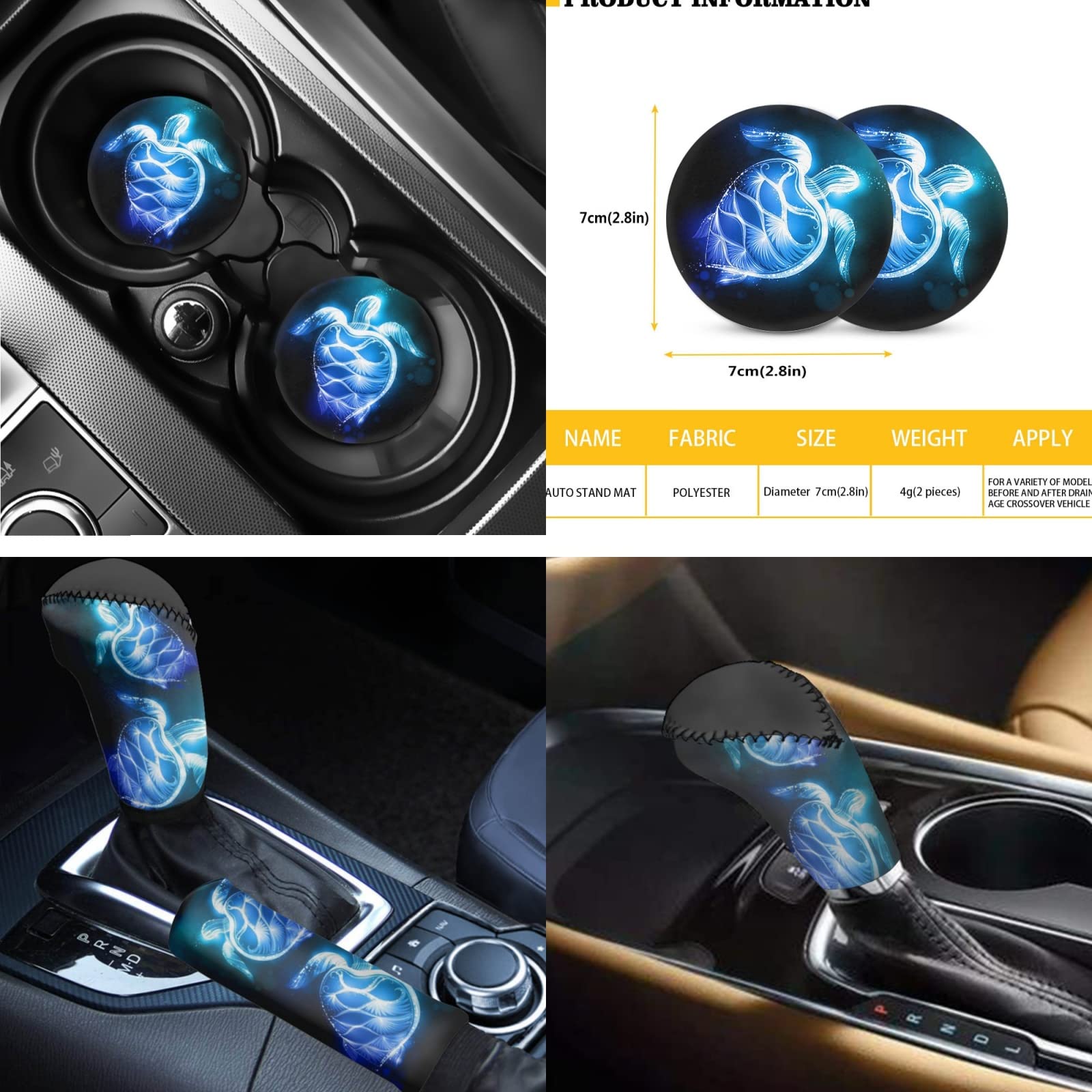 11Pcs Sea Turtle Car Accessories Set - Steering Wheel Cover & Seat Covers for Men & Women | Beach Style Auto Decor