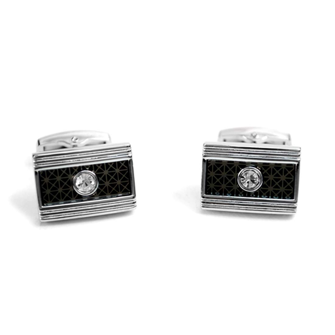 Premium Silver-Plated Crystal Cufflinks - Elegant Formal Wear Accessory