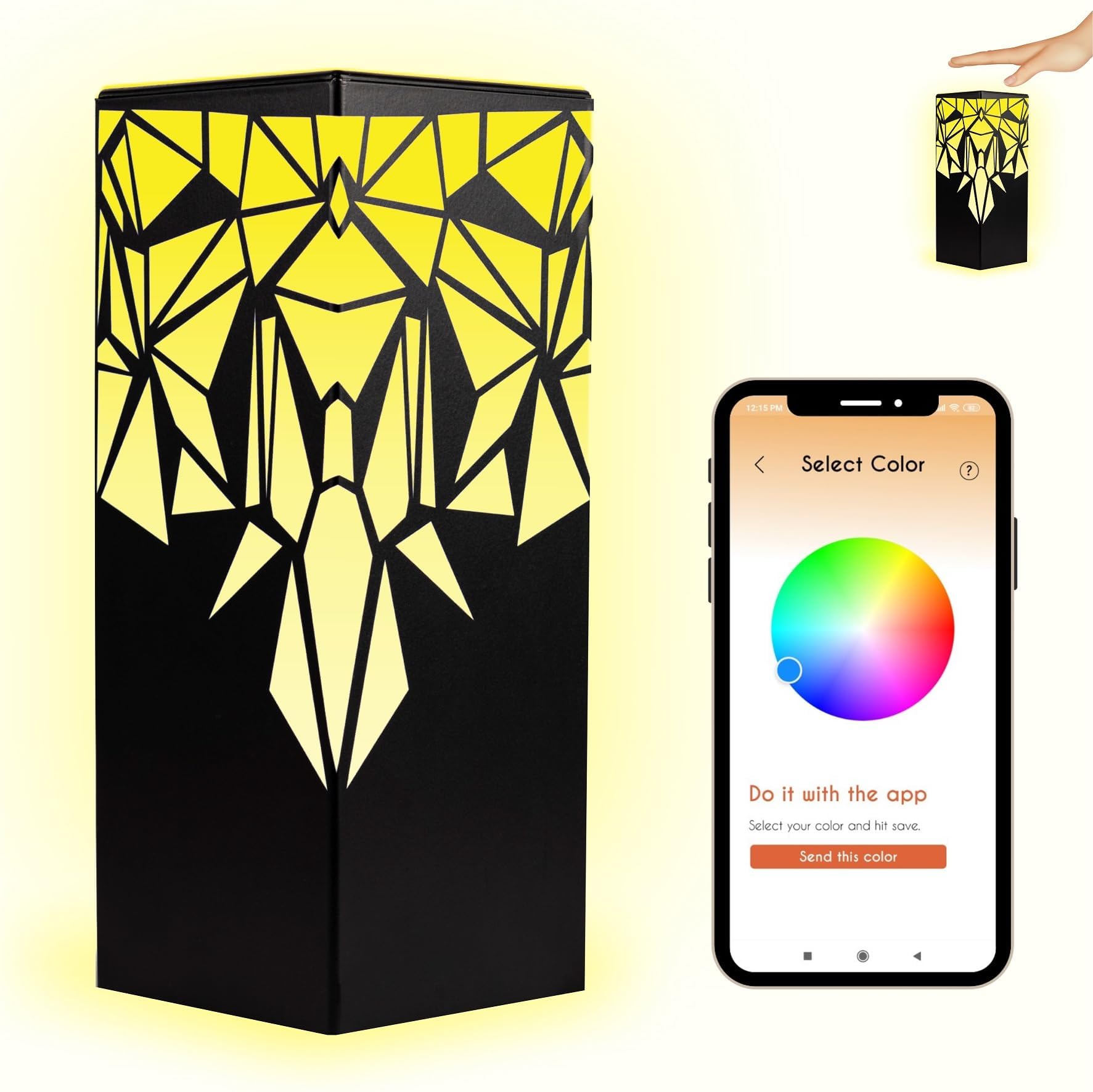 ZOCI VOCI Telepathy® Long Distance Touch Lamps - Friendship Lamps for Couples & Best Friends (No Subscription Needed) | Unique Long Distance Gifts with Raining Diamond Design, Set of 2 | Perfect for Anniversaries, Valentine's Day & Long-Distance Relationships