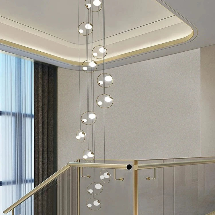 Modern Minimalist Ring Pendant Light Fixture - Sleek Ceiling Chandelier for Staircase, Hallway, Foyer & Dining Room | Dimmable LED Lighting for Contemporary Home Decor