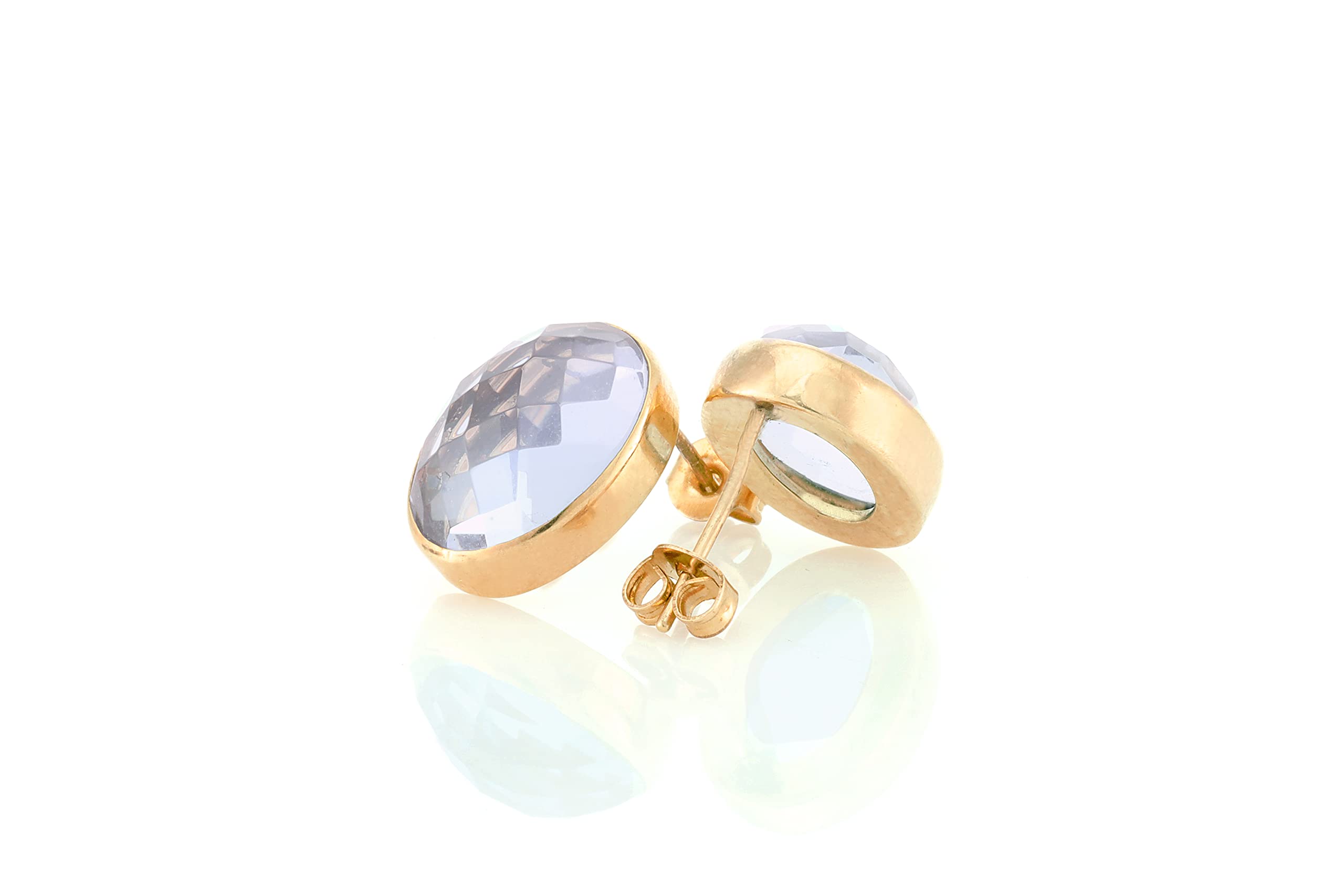 Tanzanite Stud Earrings - 14K Gold Bezel Oval Cut Gemstone Earrings for Women - December Birthstone Jewelry - Faceted Wedding & Bridal Earrings - Perfect for Anniversary Gifts, Date Nights & Special Occasions