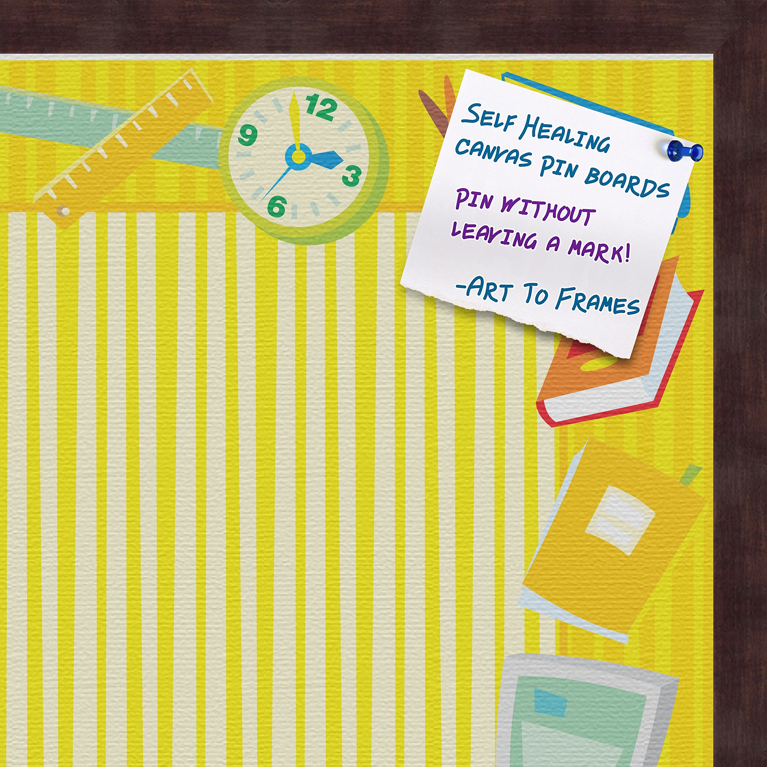 PinPix Decorative Cork Bulletin Board - 24x34 Inch Self-Healing Canvas Memo Board with Coffee Frame, Yellow School & Office Supplies (WOM1343) - Perfect for Classroom, Home Office, Dorm Room & Kitchen Organization