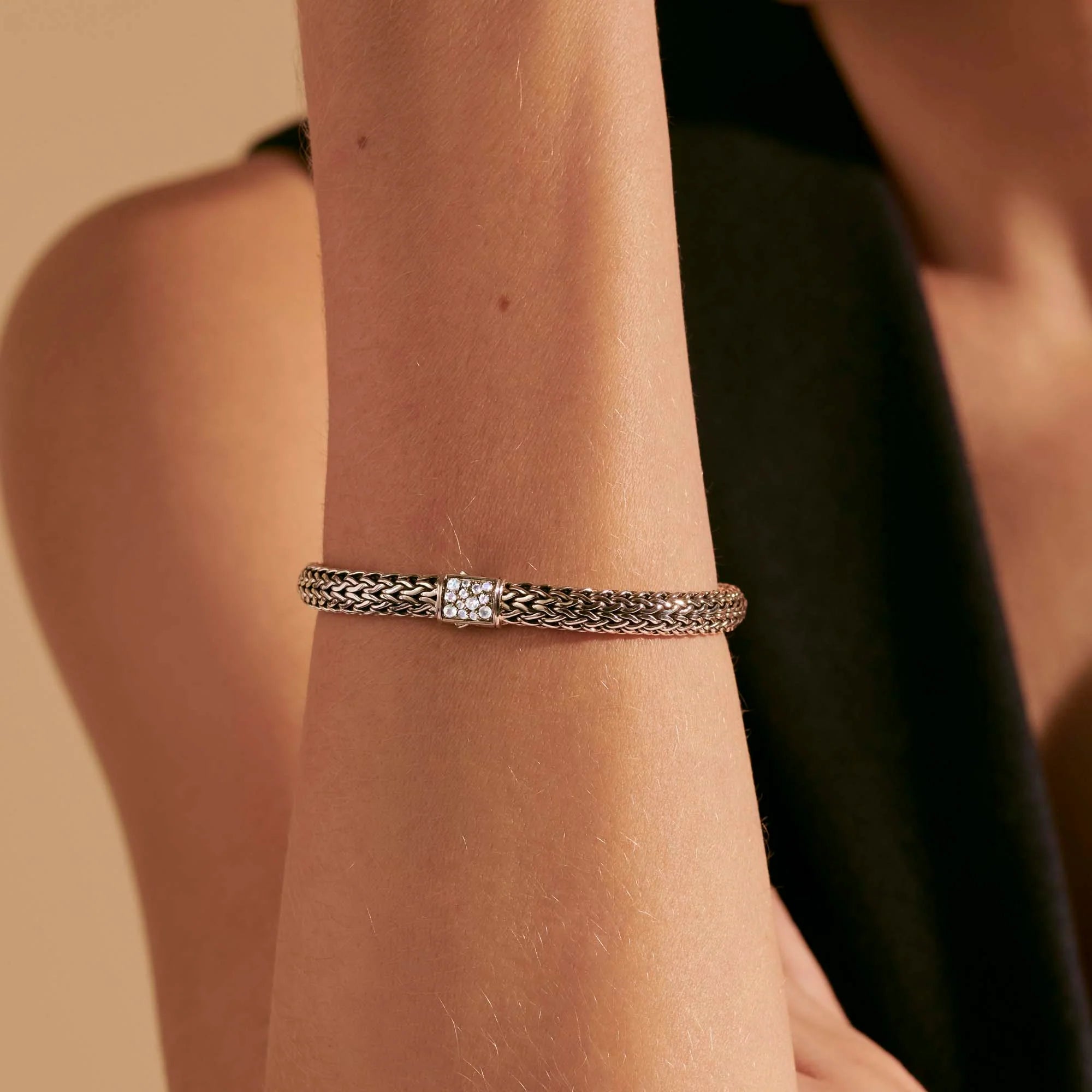 Reversible Rainbow Moonstone & Black Sapphire Bracelet for Women - Elegant Adjustable Bangle for Everyday Wear, Gift Giving & Special Occasions