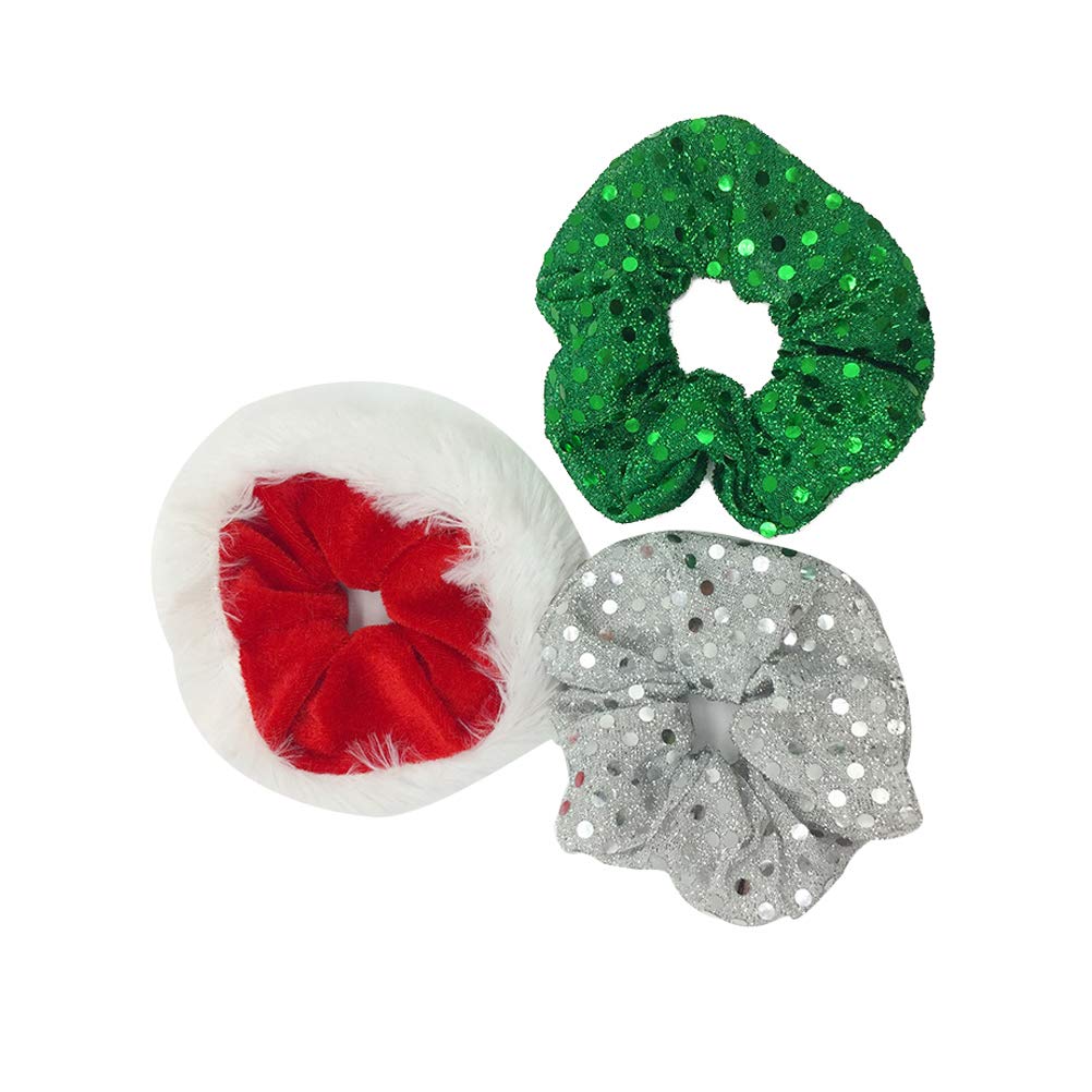 PRETYZOOM 3-Piece Christmas Hair Bands Set - Sparkling Sequins Hair Ropes & Ponytail Holders for Women and Girls | Perfect for Holiday Parties, Gift Giving & Festive Hairstyles