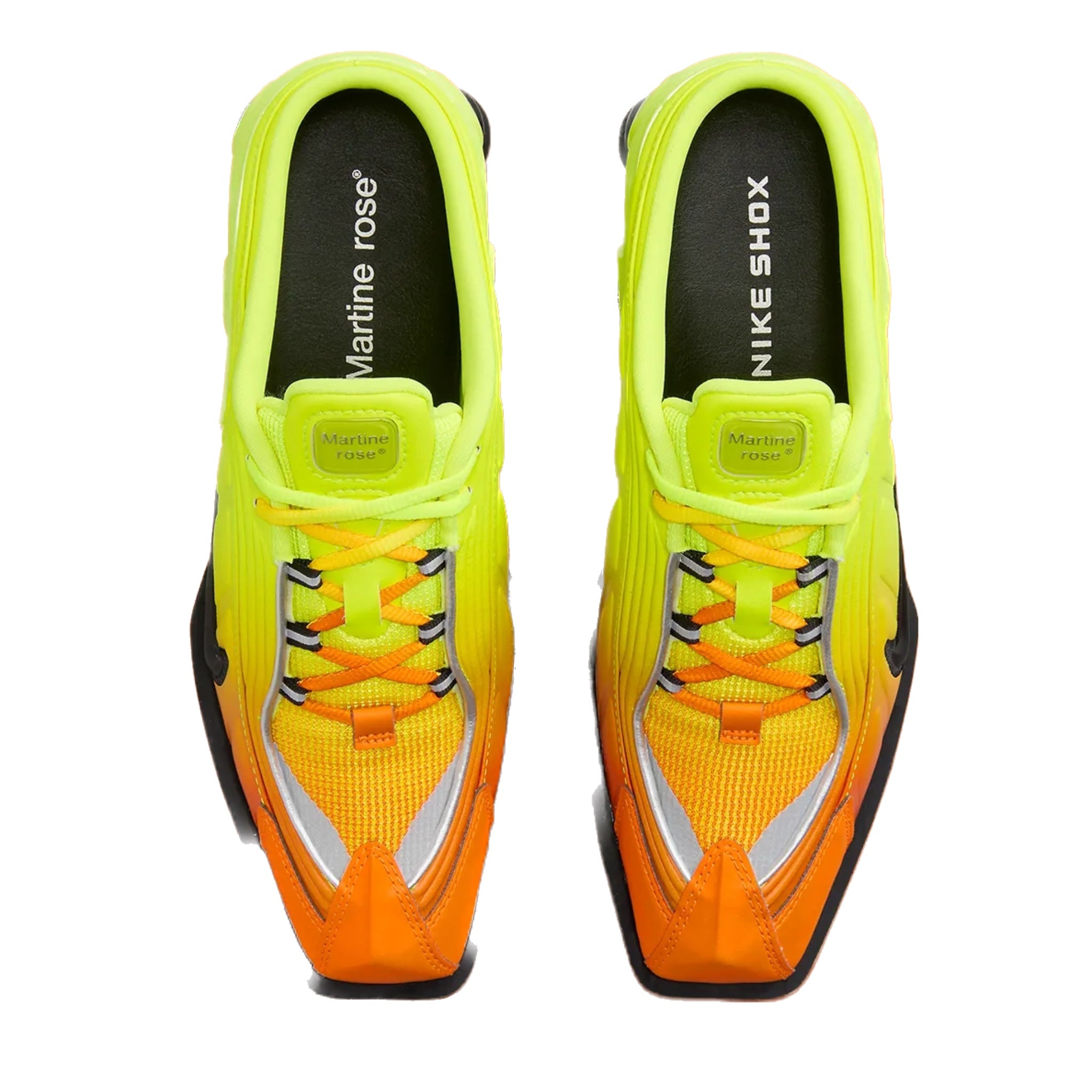Nike Shox MR4 Mule Slip-On Shoes - Martine Rose Collaboration in Safety Orange, Black & Metallic Silver | Comfortable Casual & Athletic Wear for Men & Women