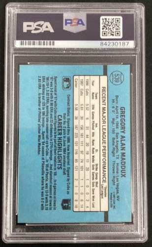 Greg Maddux Signed 1988 Donruss #539 Baseball Card - HOF Autograph Braves PSA/DNA Certified - Collectible Slabbed Baseball Memorabilia for Sports Fans & Collectors - Perfect for Display, Gifting & Investment