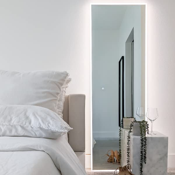 ZEEK 65x22 Inch Full Length LED Backlit Mirror - Wall Mounted Dressing Mirror for Bedroom, Vanity & Closet - Modern Illuminated Makeup Mirror with Adjustable Brightness for Home Decor and Selfie Lighting