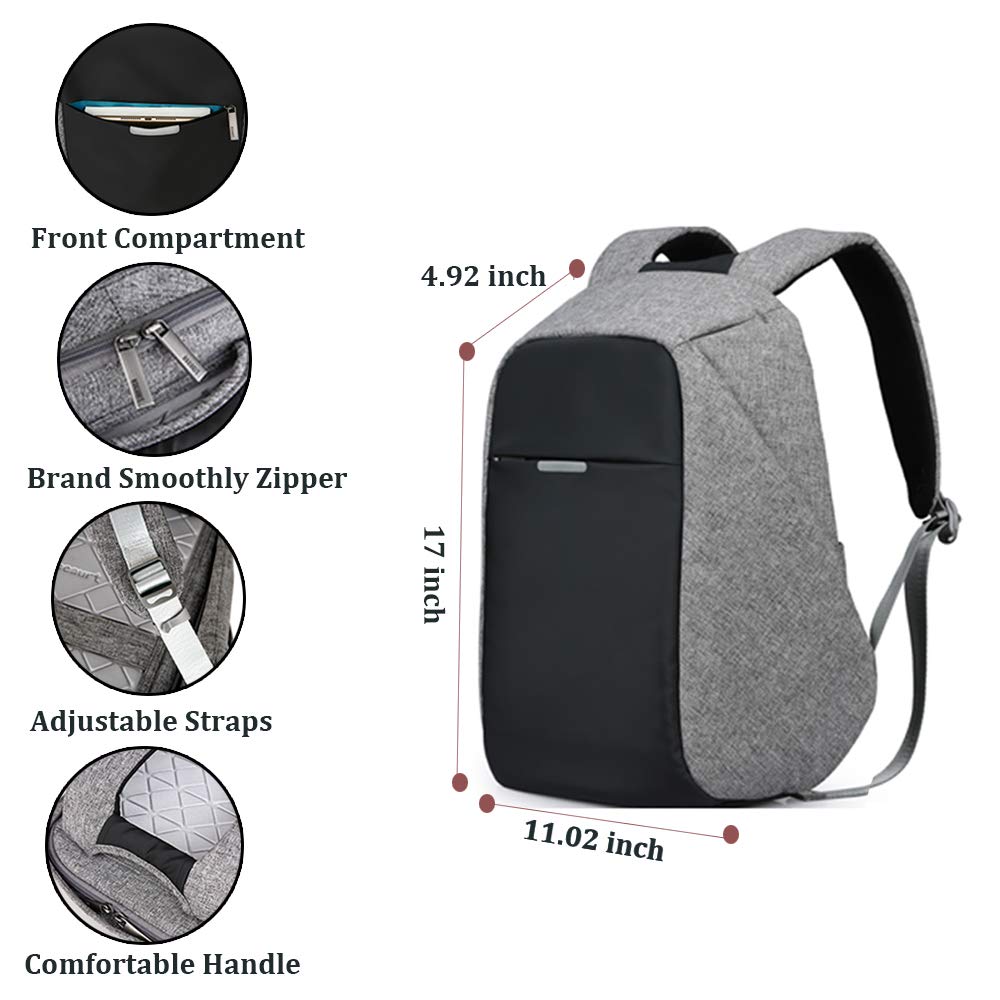 OSCAURT Anti-Theft Backpack - 15.6 Inch Laptop Travel Backpack with Hidden Zipper & USB Charging Port - Waterproof Business Computer Bag for Men & Women - Perfect for Commuting, Traveling & Daily Office Use