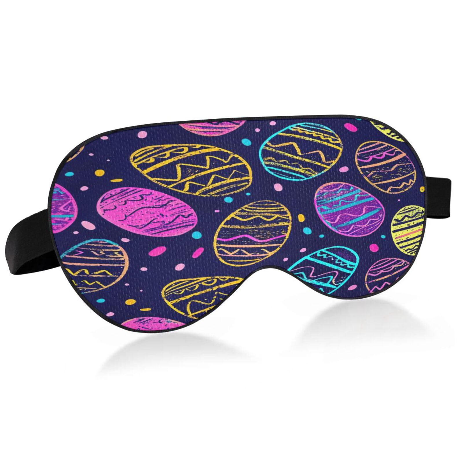 Doodle Colorful Egg Pattern Sleep Eye Mask - Soft & Comfortable Blackout Blindfold with Adjustable Strap for Men & Women - Perfect for Travel, Nap & Night Sleep