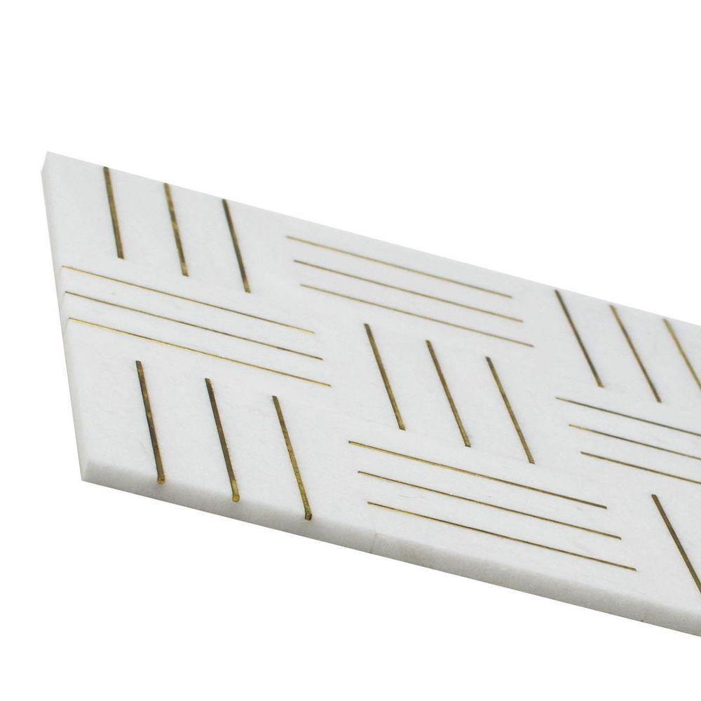 Premium Brass Gold Inlay Thassos Mosaic Tile for Bathroom, Kitchen Backsplash, and Pool Deck – Elegant Home Decor Upgrade