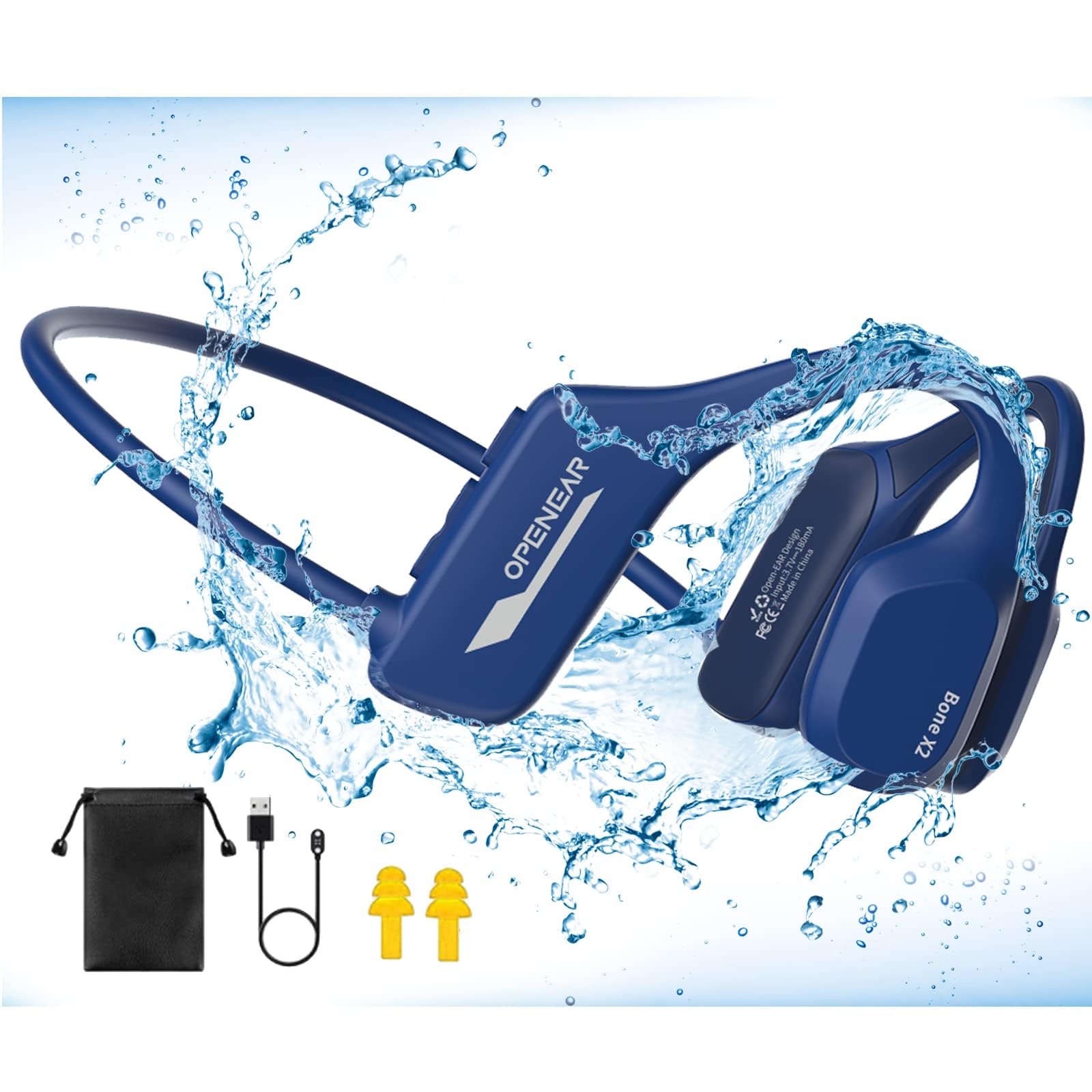 Bone Conduction Headphones for Swimming - IPX8 Waterproof Bluetooth Earbuds with 8GB MP3 Player | Perfect for Underwater Workouts, Pool Laps & Open Water Swimming