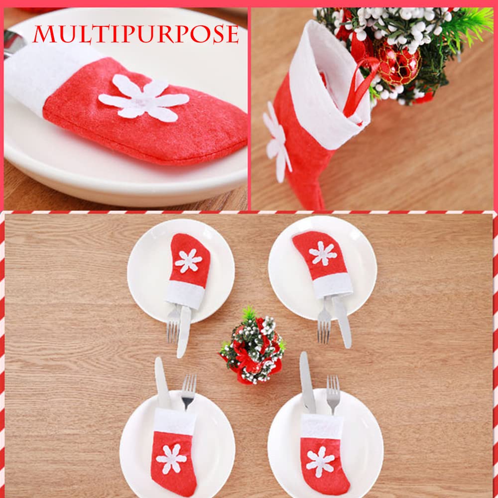 12-Piece Mini Christmas Stocking Silverware Holders - Festive Holiday Tableware for Xmas Tree, Home & Dinner Decor - Perfect for Gift Bags, Treats & Holiday Party Decorations