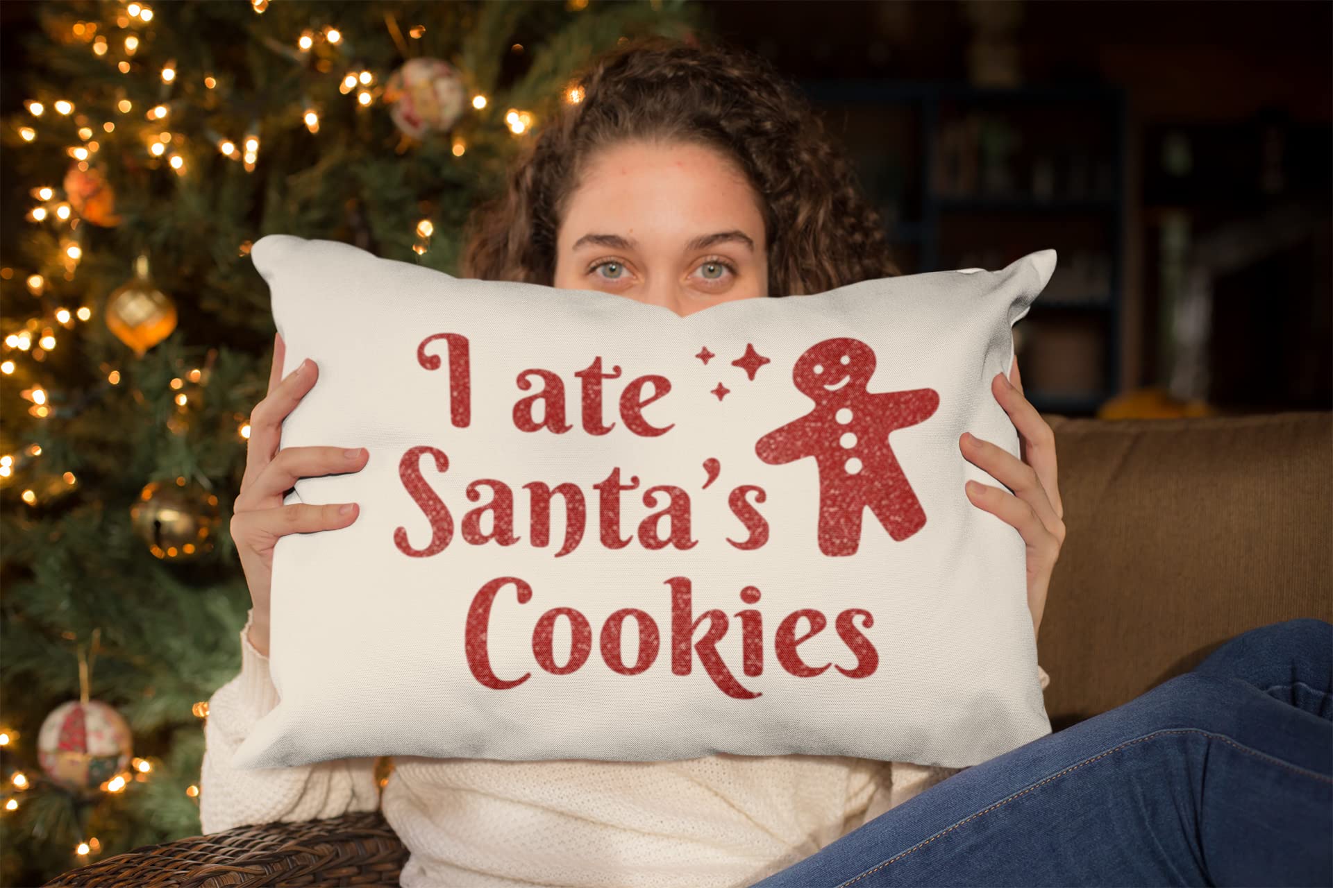 I Ate Santa's Cookies Iron On Decal - Christmas Pajamas & T-Shirt Transfer - Black Glitter Design for Holiday DIY & Festive Outfits