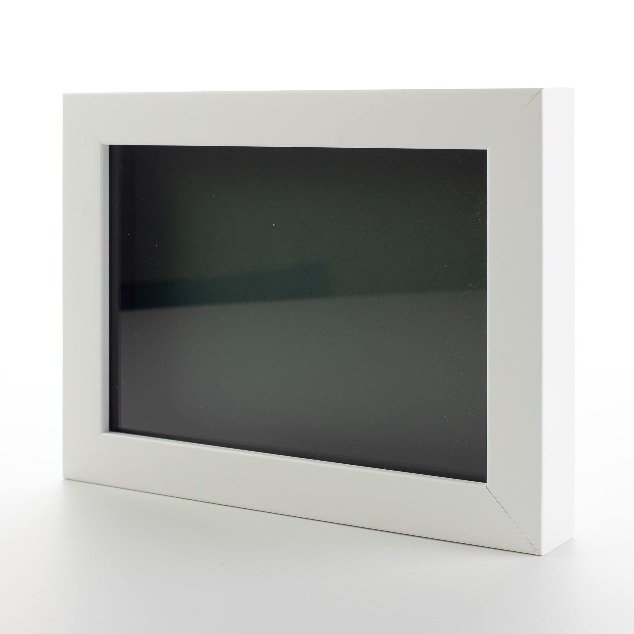 8x12 White Solid Pine Wood Shadow Box Picture Frame - Acid-Free Green Backing, UV Protective Acrylic, 0.75