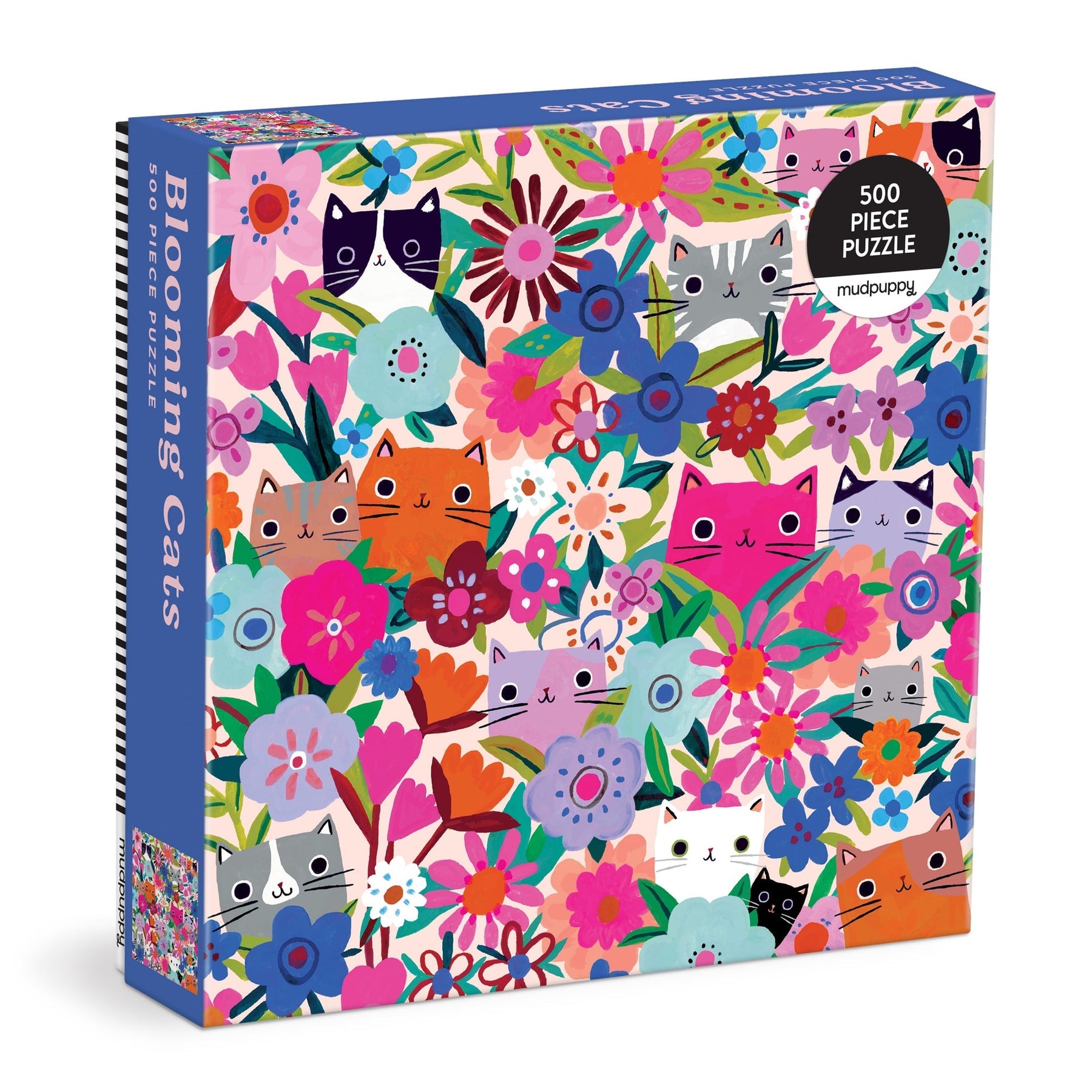 Blooming Cats 500 Piece Jigsaw Puzzle - Colorful Floral Cat Puzzle for Adults & Teens - Perfect for Family Game Night & Relaxation Therapy