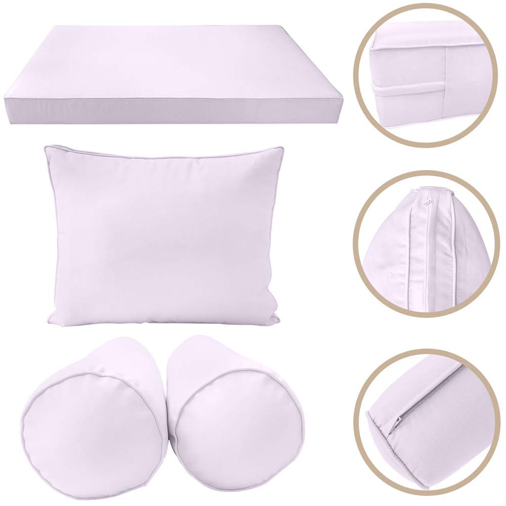 Prolinemax SLIPCOVER ONLY - S3 Outdoor Daybed Mattress Bolster Backrest Cushion Covers with Piped Trim for Twin-XL Size (AD107) - Perfect for Patio, Poolside & Garden Furniture Protection