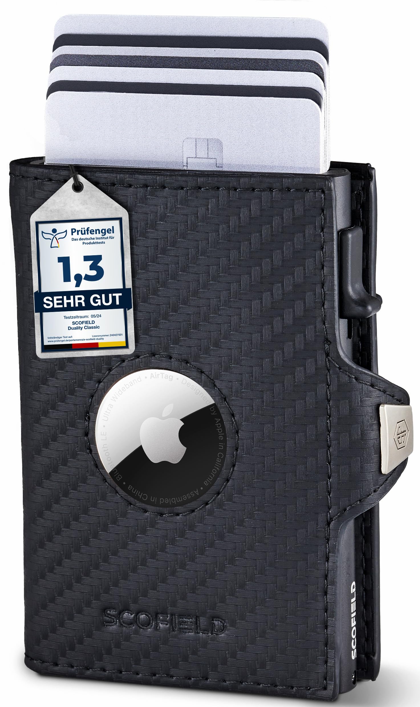 SF SCOFIELD Duality Airtag Wallet for Men - Slim RFID Blocking Minimalist Wallet Holds 8-10 Cards with AirTag Holder - Perfect for Travel, Business & Everyday Use