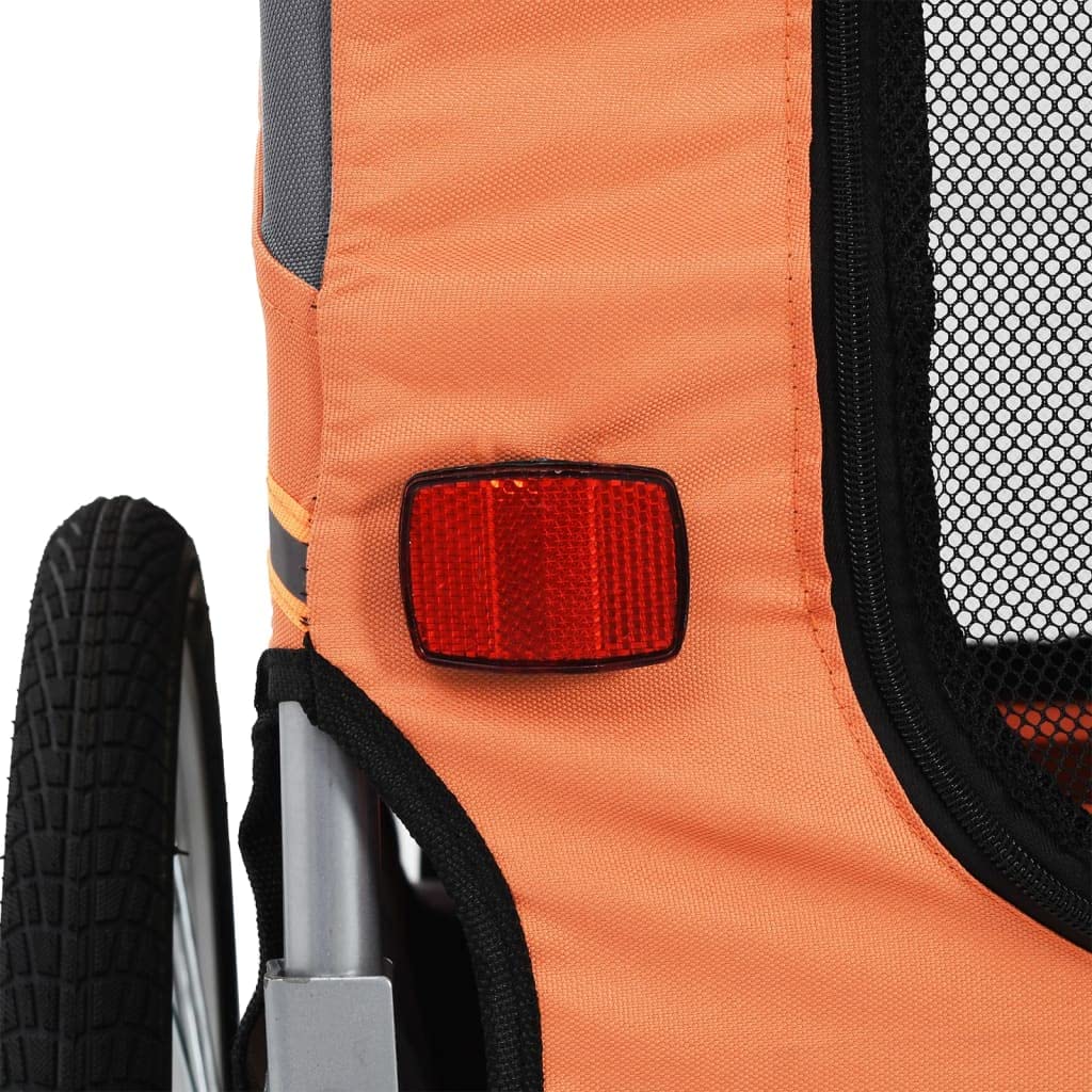 Durable Dog Bike Trailer with Non-Slip Base & Safety Reflectors - Easy to Assemble Oxford Fabric & Steel Frame Pet Carrier - Orange & Gray for Cycling Adventures & Outdoor Travel with Your Dog