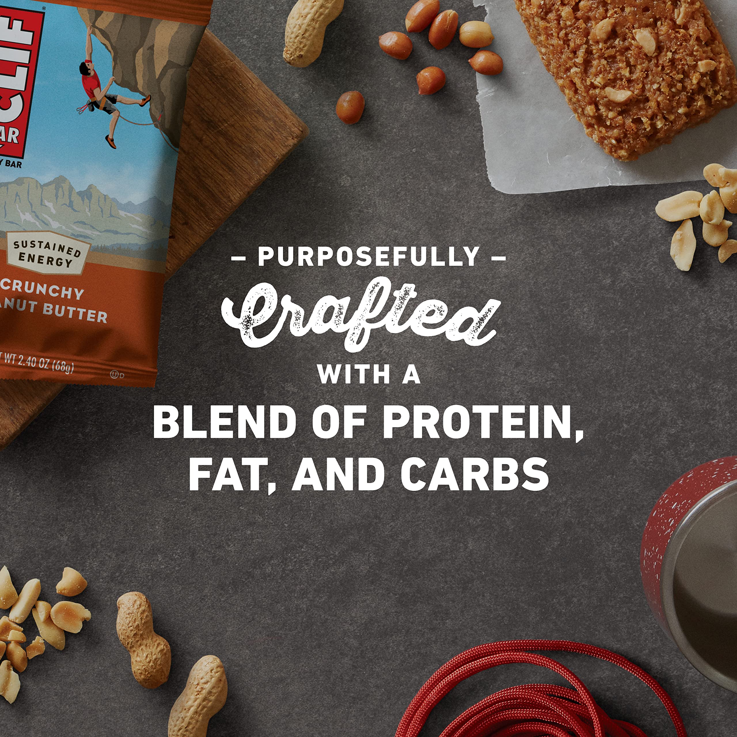 CLIF BARS Crunchy Peanut Butter Energy Bars - Organic Oats, Plant-Based Protein Snack - Vegetarian & Kosher Certified (12 Pack, 2.4oz Each) - Perfect for Hiking, Workouts & On-the-Go Nutrition