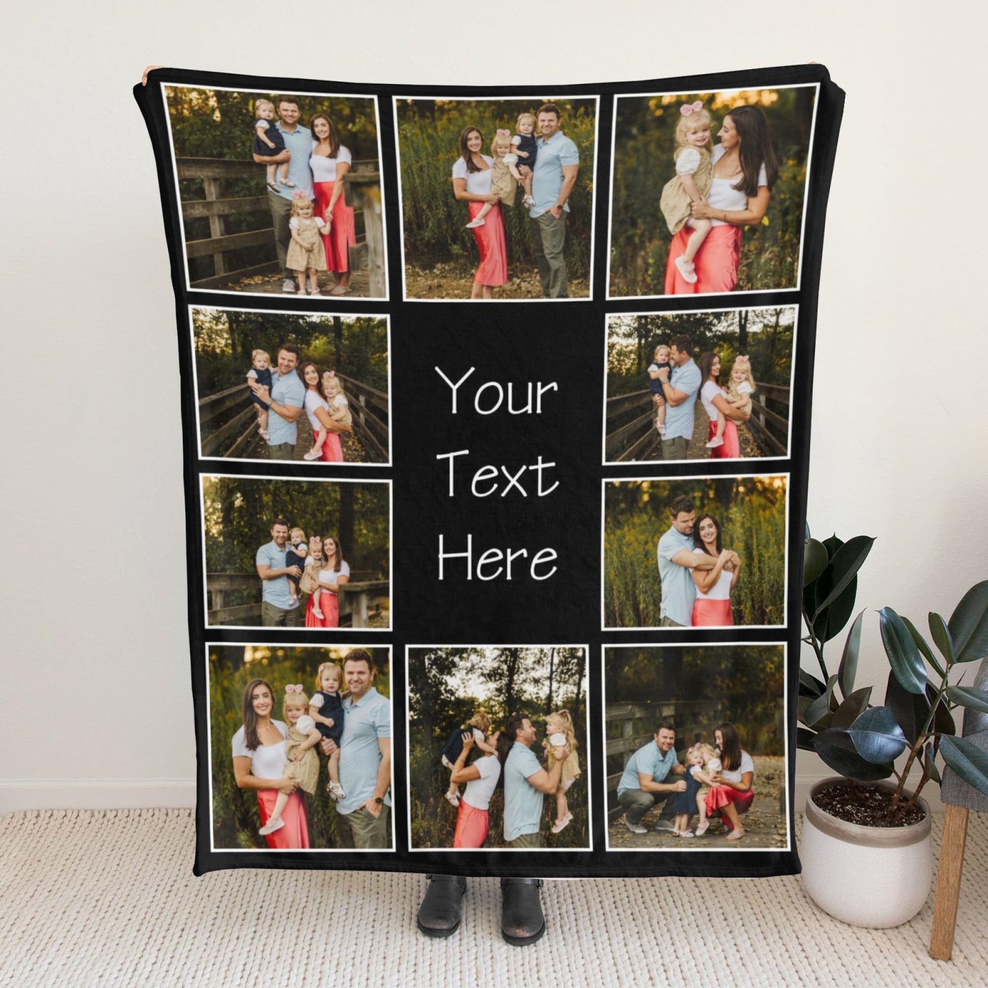 Custom Photo Blanket - Personalized Flannel Fleece Blanket with Family Pictures - Soft Throw Blanket for Women, Men & Kids - Perfect for Couch, Bed & Sofa - Great Gift for Christmas, Birthdays & Anniversaries