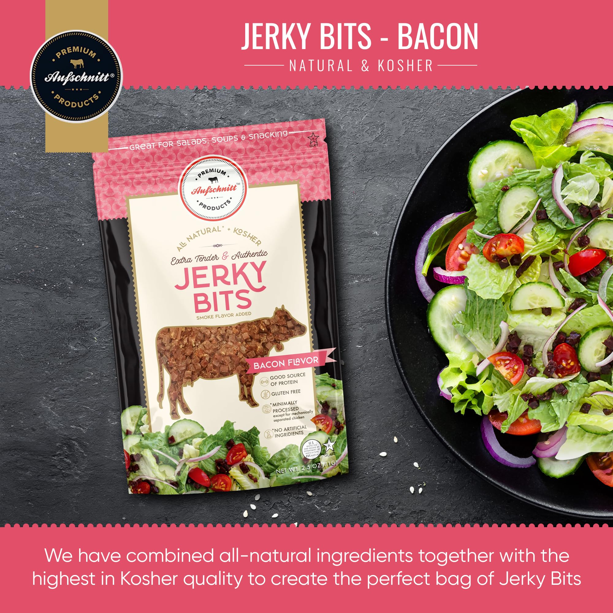 Beef and Chicken Jerky Bites - High Protein Healthy Snacks | Kosher, Halal & Keto Friendly | Bacon Flavor (2 Pack) | Perfect for Hiking, Camping & On-the-Go Snacking