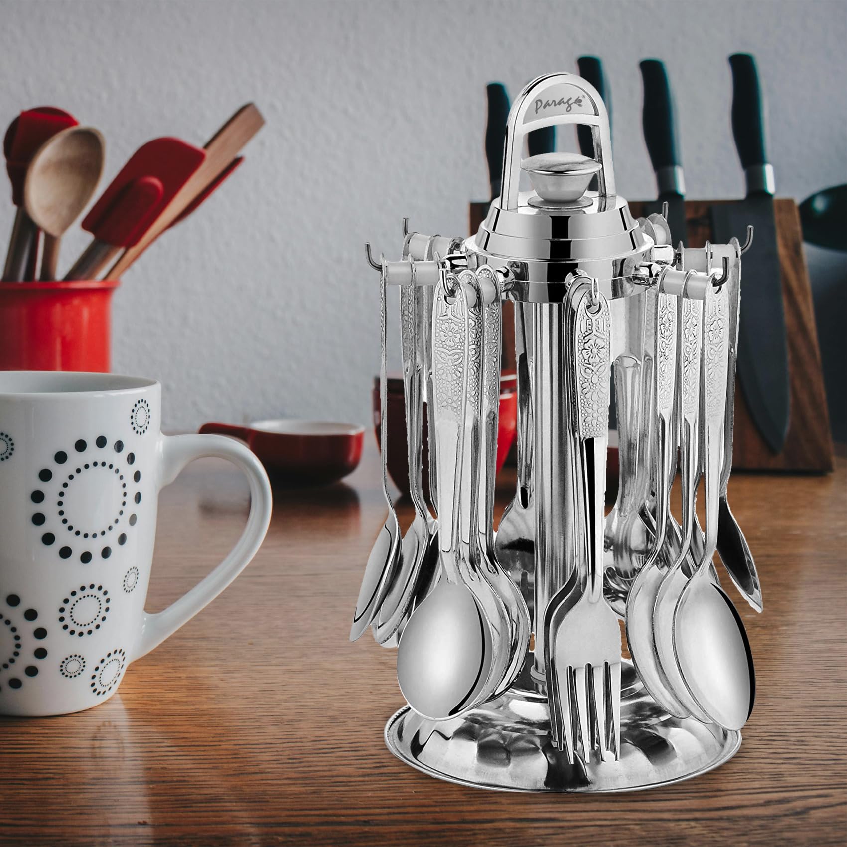 Premium 25-Piece Stainless Steel Cutlery Set for Home & Kitchen - Includes 6 Dinner Spoons, 6 Teaspoons, 6 Forks, 6 Soup Spoons - Elegant Silver Dining Tableware for Everyday Meals, Dinner Parties & Restaurant-Style Presentation
