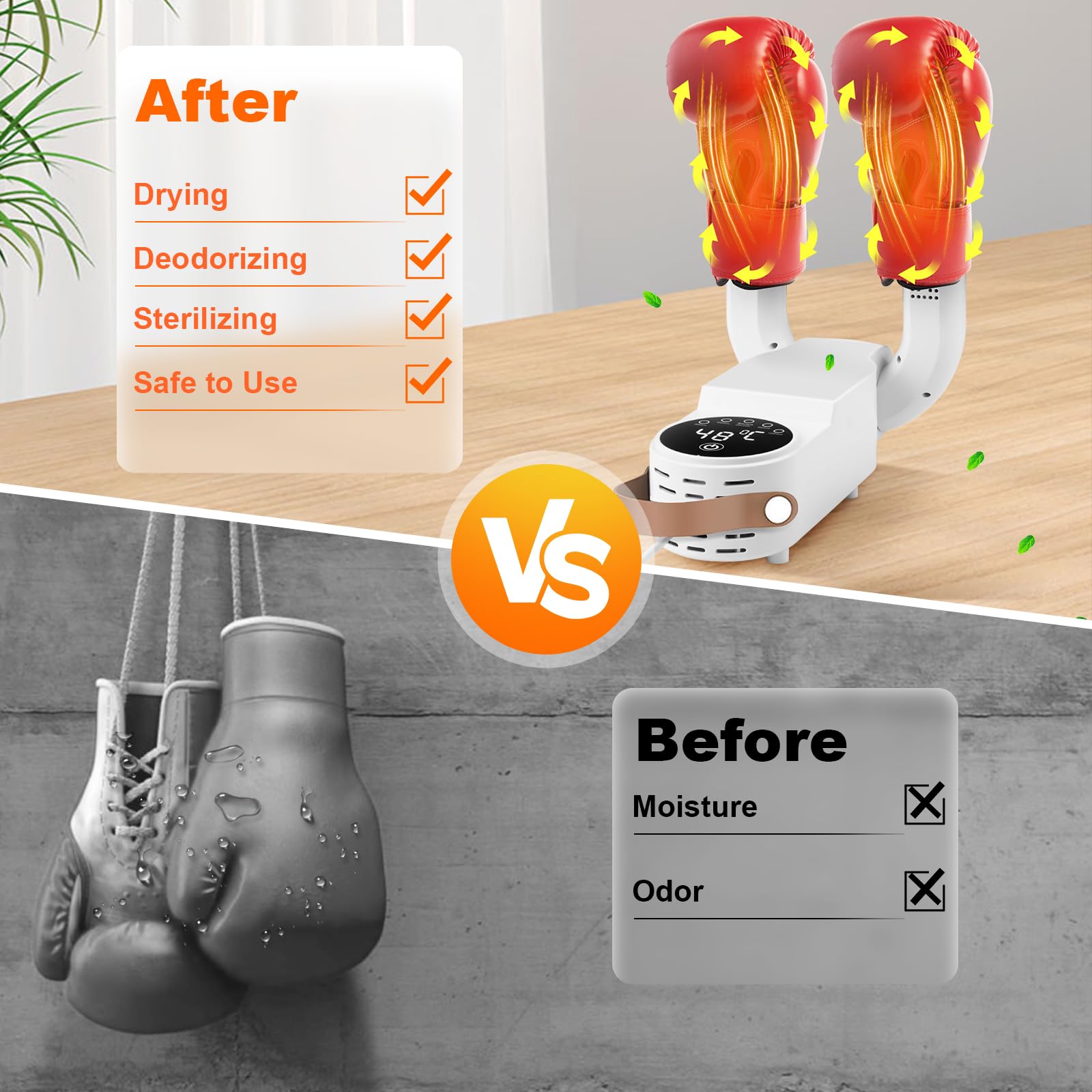 Boxing Gloves Dryer with Intelligent Timer - Odor Eliminating Glove Dehumidifier for Kids & Adults | Perfect for Gym, Home Training & Martial Arts Practice