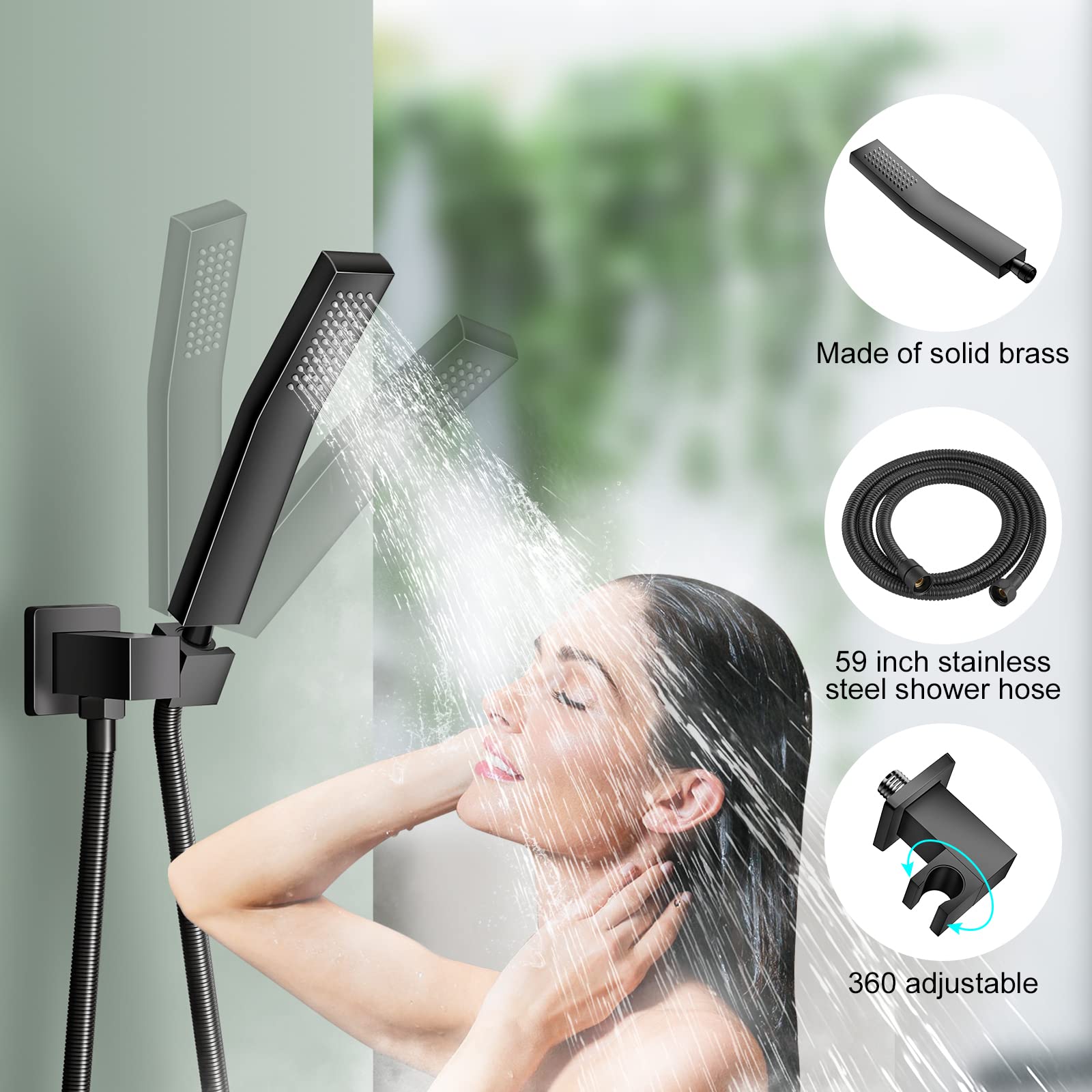 12 Inch Matte Black High Pressure Shower Head Combo Set - Rain Shower & Handheld Dual System with Ceiling Mount, Rough-in Valve & Trim - Perfect for Modern Bathroom Renovation & Spa-like Shower Experience