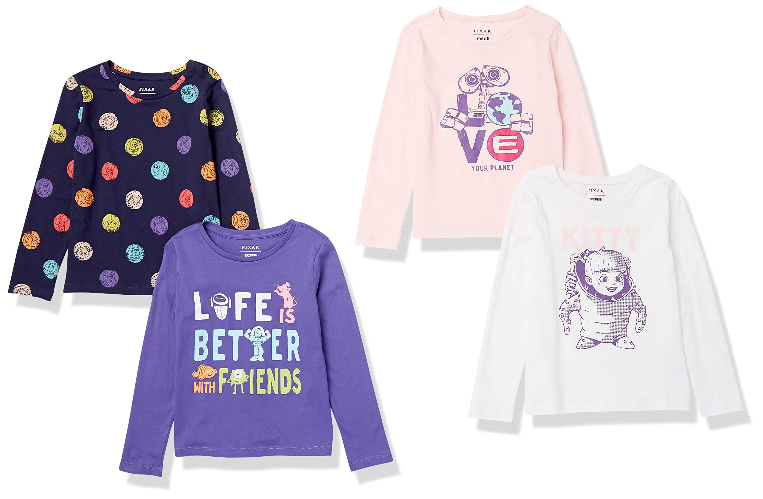 Disney Marvel Star Wars Frozen Princess Girls & Toddlers Long Sleeve T-Shirts 4-Pack | Soft Cotton Kids Shirts for Playdates, School & Family Outings