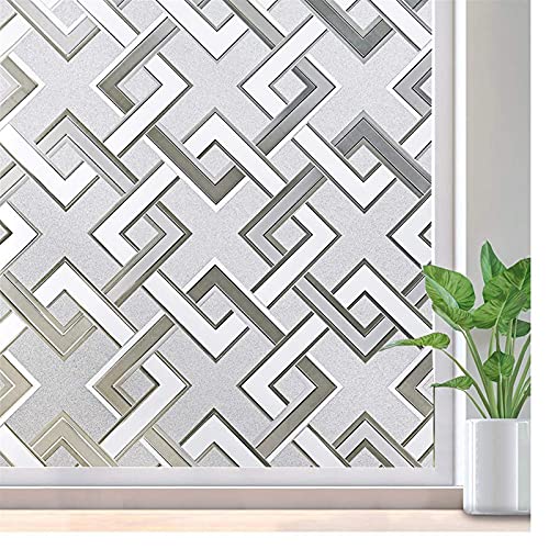 KSFBHC Decorative Privacy Window Film - Removable Self-Adhesive Vinyl Glass Cover (45x200cm) for Bathroom, Bedroom & Office Windows - Frosted Sticker for Natural Light & UV Protection