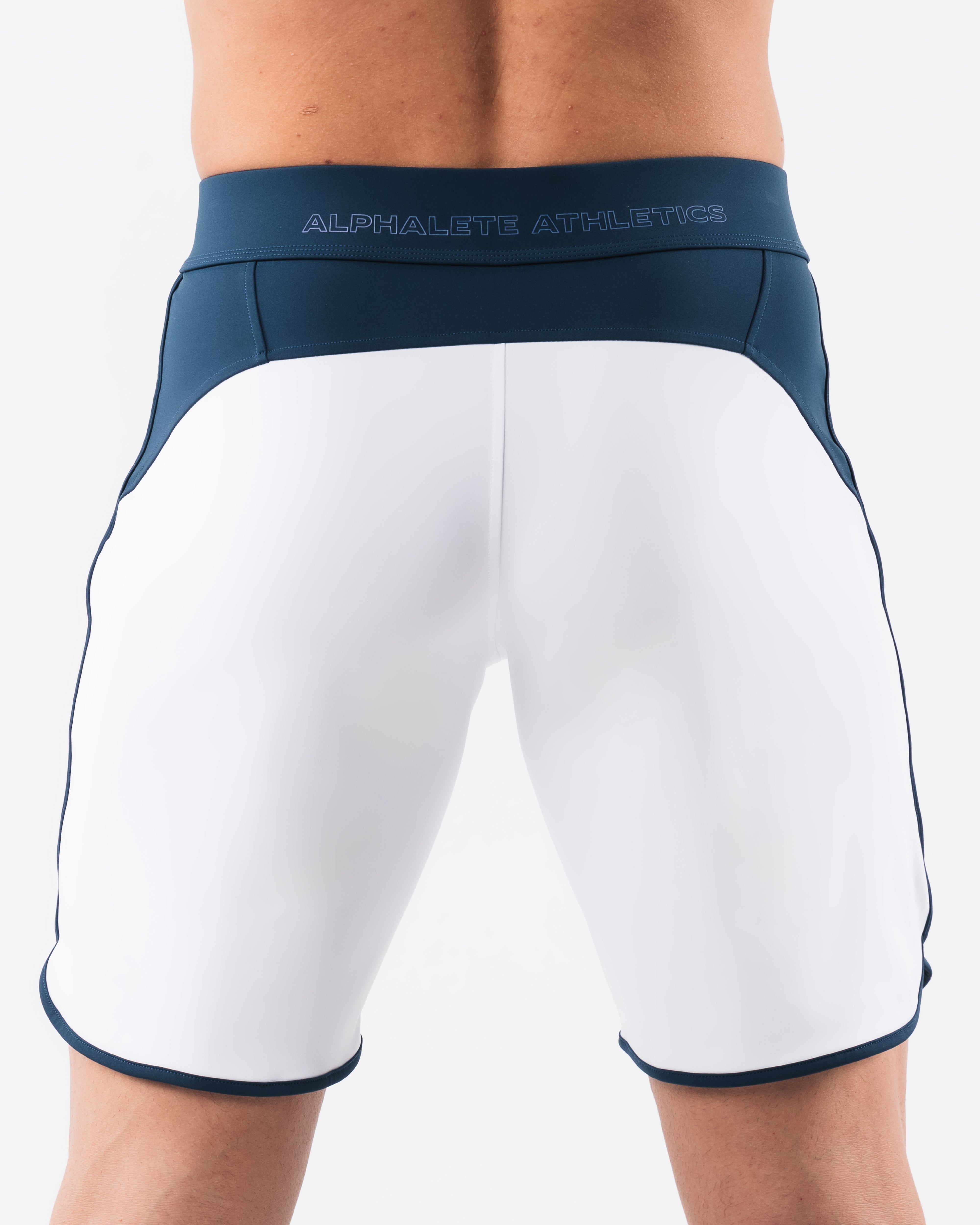 Premium Men's Swim Trunks - Quick Dry Board Shorts with Pockets, White & Navy Blue | Perfect for Beach, Pool, and Water Sports