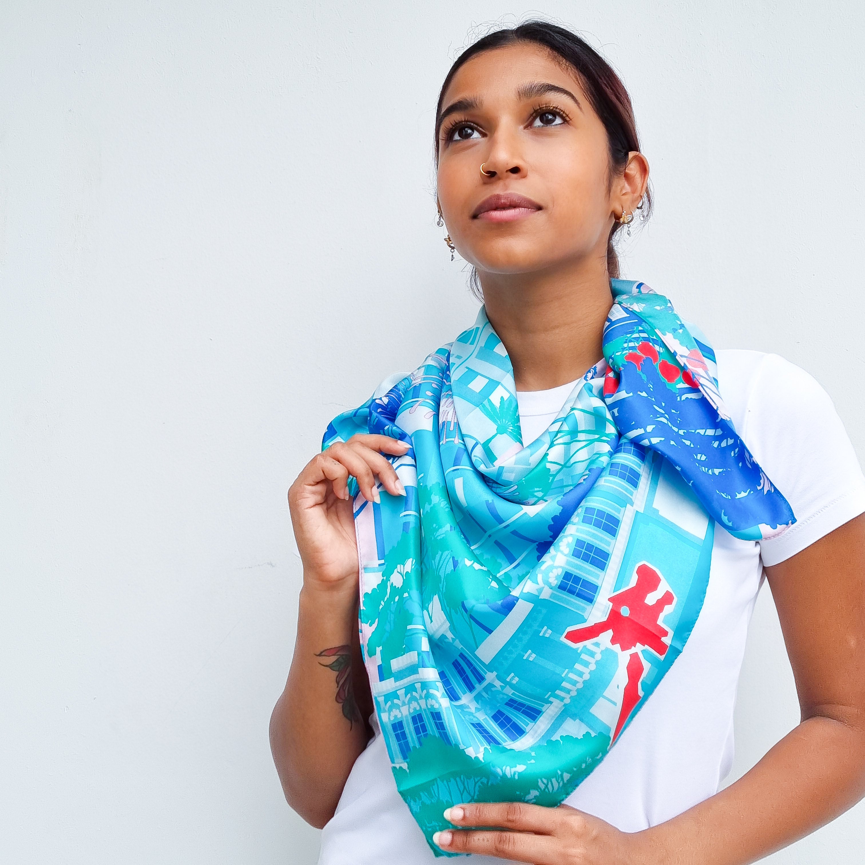 Elegant A City in a Garden Silk Scarf - Luxury Fashion Accessory for Women, Perfect for Office, Party & Travel