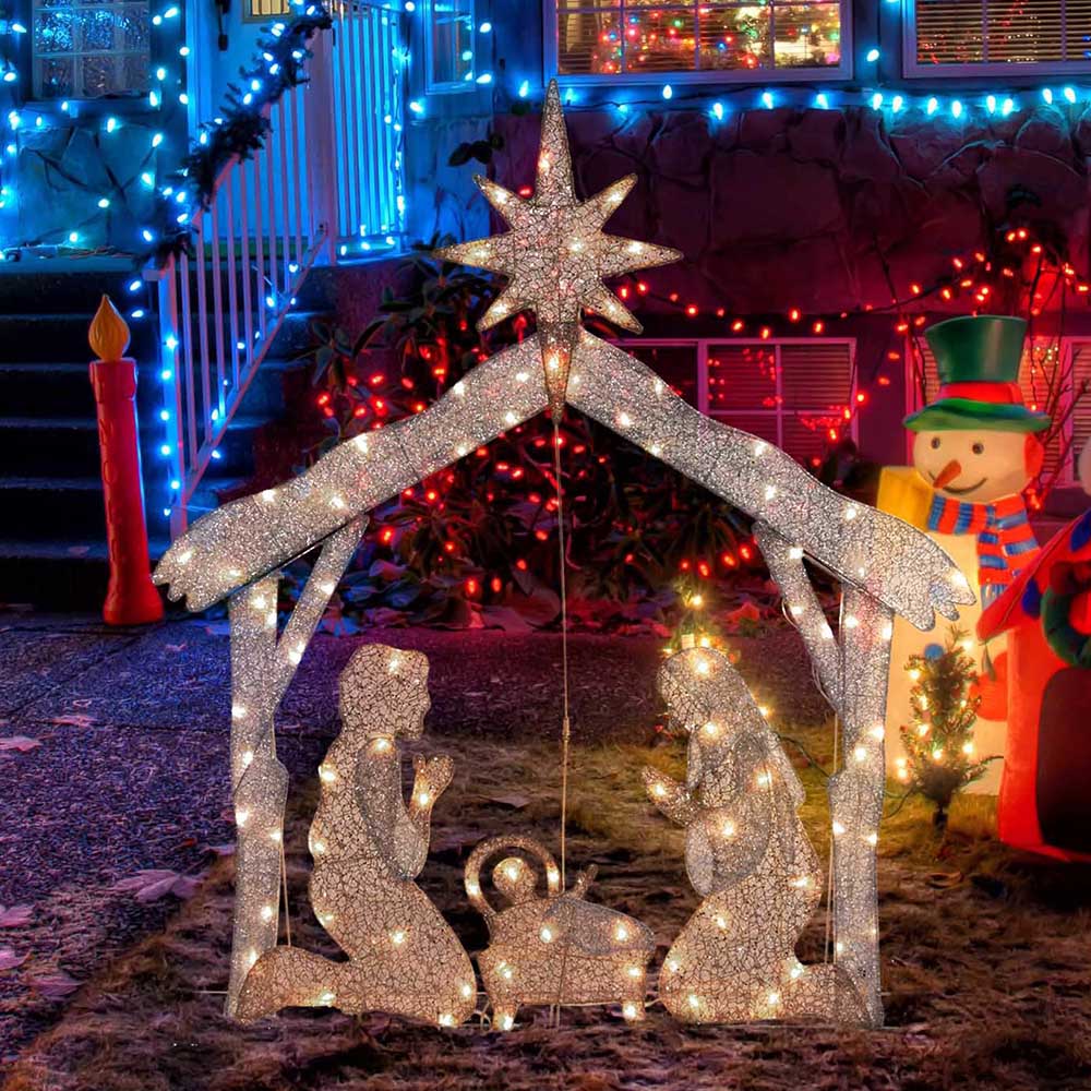 4ft Outdoor Lighted Nativity Scene - Large Christmas Yard Decoration for Home, Garden & Church | Waterproof LED Religious Display for Holiday Decor