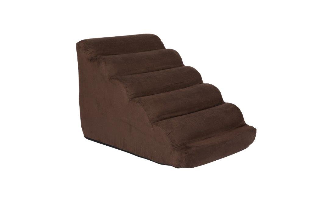 Snoozer Scalloped Dog Stairs for Medium Dogs - Soft Pet Steps with Non-Slip Base - Perfect for Couches, Beds & SUVs - Hot Fudge Color