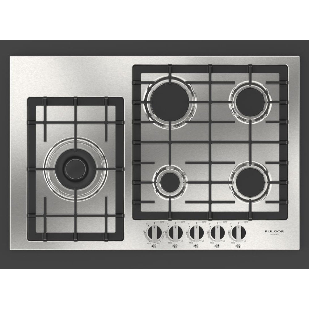 Fulgor Milano 30-Inch 5-Burner 400 Series Gas Cooktop - Stainless Steel (F4GK30S1) | Professional Gas Stove for Home Kitchen, Perfect for Cooking, Baking & Entertaining