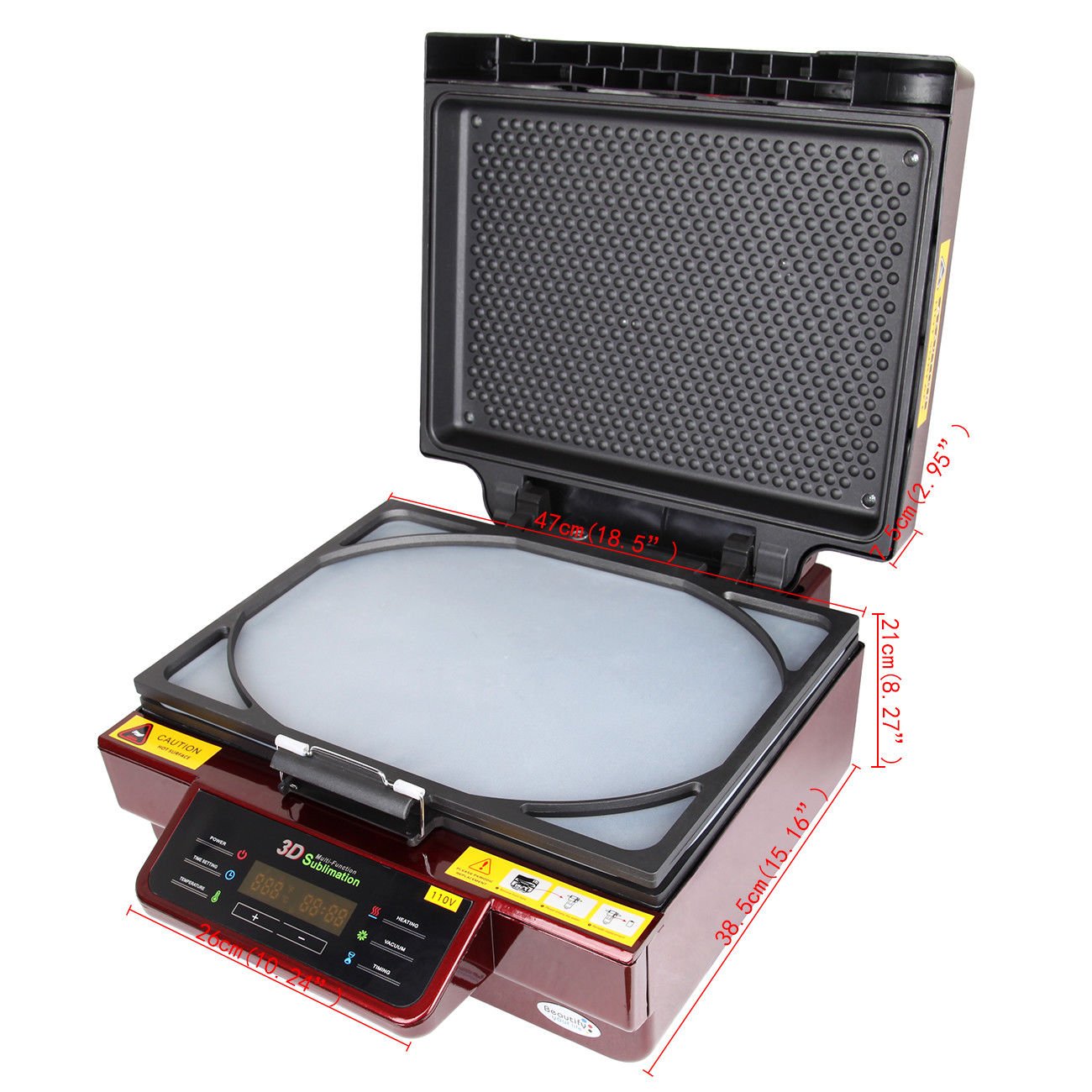 TECHTONGDA 3D Vacuum Heat Press Machine for Sublimation Printing - Multifunctional Heat Transfer Press Kit with Rubber Clamps & Water Bottles (110V) - Perfect for T-Shirts, Mugs, Plates & DIY Crafts