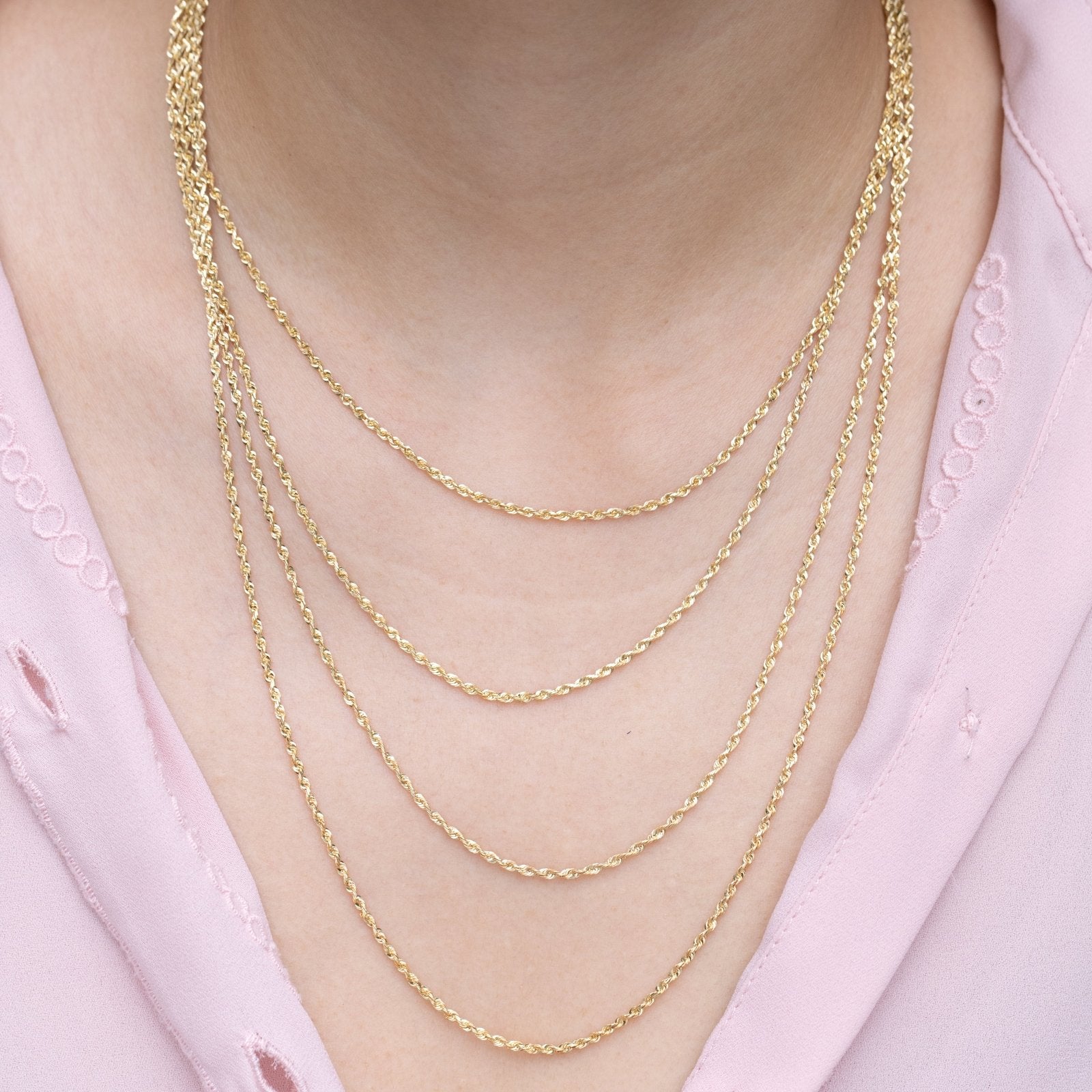 10k Yellow Gold Classic Rope Chain Necklace for Women - Elegant Layering Jewelry for Everyday Wear, Date Nights & Special Occasions