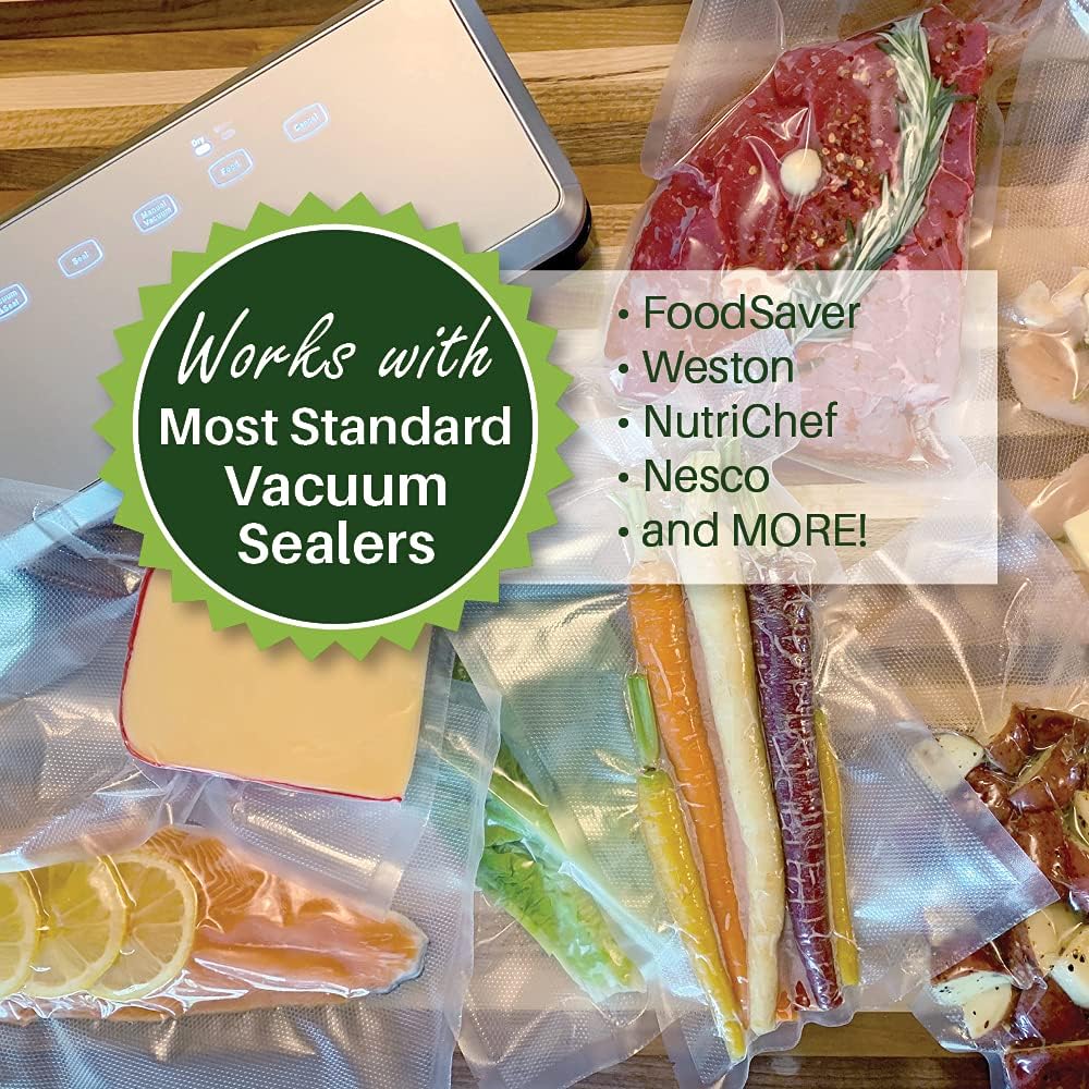 11X50 Black & Clear Vacuum Sealer Bags Roll - Heavy Duty Commercial Grade Food Storage Bags for Sous Vide, Food Preservation & Freezing - Compatible with FoodSaver, Odor Resistant & Light Protection - Perfect for Meal Prep, Freezer Storage & Sous Vide Cooking