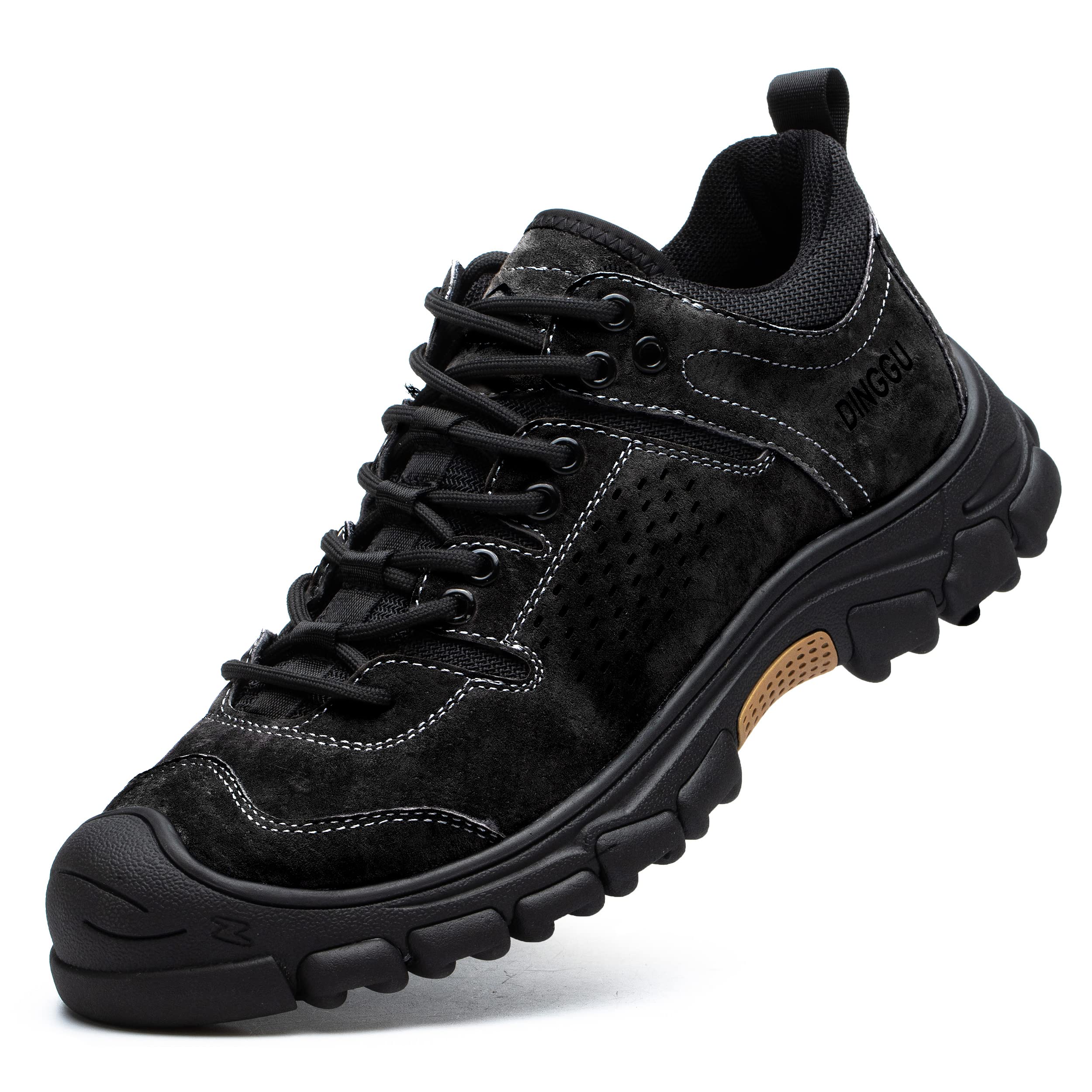 DINGGU Men's Professional Steel Toe Work Shoes - Lightweight Safety Composite Toe, Slip Resistant & Comfortable for Construction, Warehouse, and Industrial Work